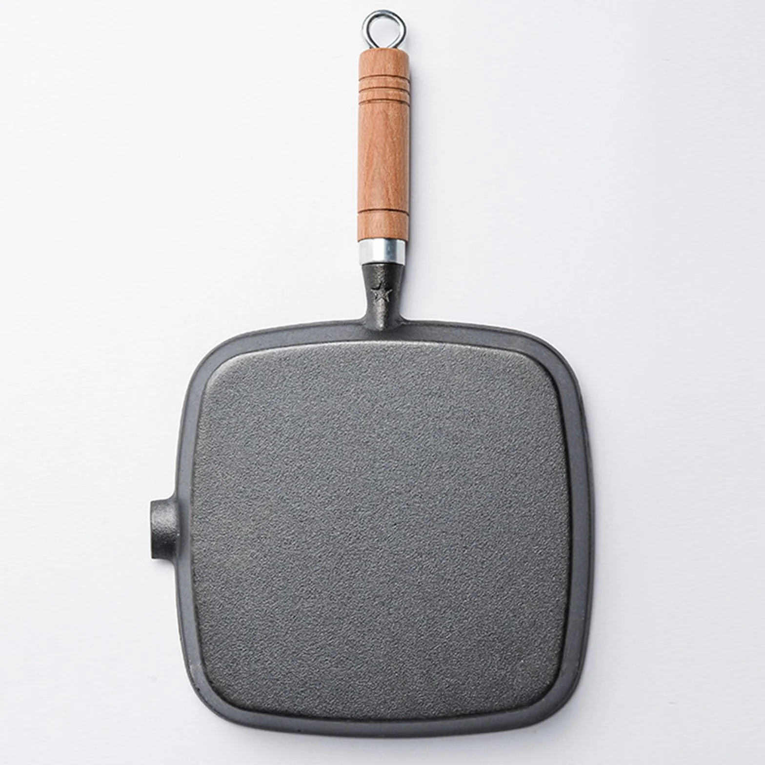 żeliwna Patelnia Grilla, Nieostronna Patelnia Z Drewnianym Uchwytem, stek W Garnku Do Bekonu, Stek I Hamburgery, Naczynia Kuchenne Na Kuchenki(Size:24CM,Color:a)