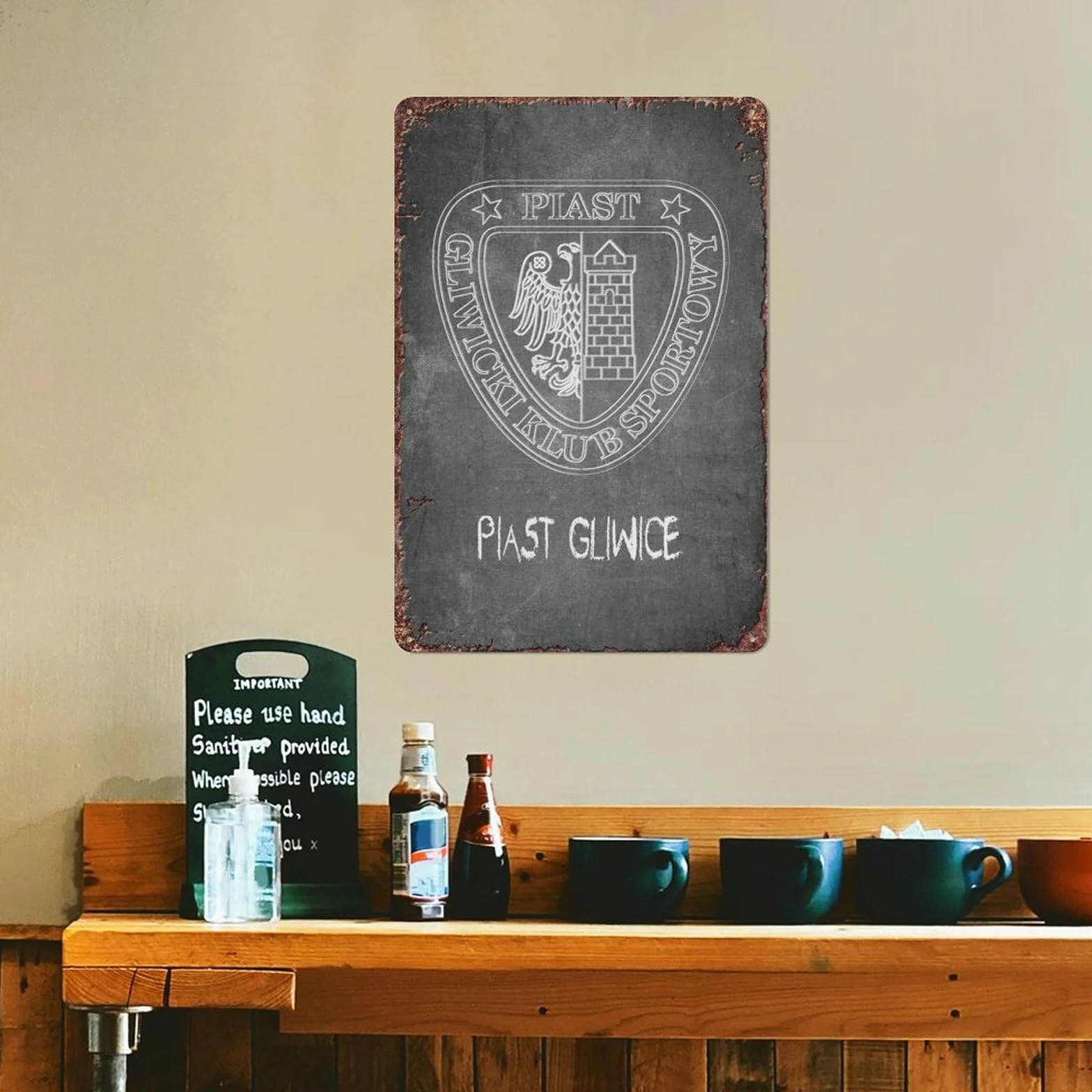 FYELVO Piast Gliwice plakat retro zabawny metalowy blaszany znak, dekoracja ścienna do domu na zewnątrz 20 x 30 cm