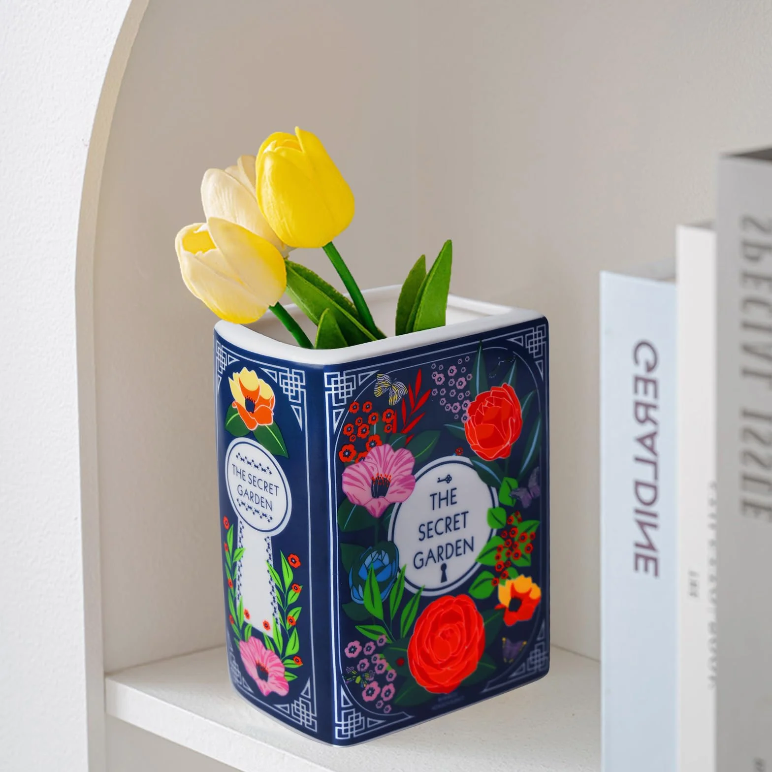 Wazon dekoracyjny w kształcie książki, ceramiczna doniczka na kwiaty, ceramiczne wazony do dekoracji, wazon w kształcie książki dla miłośników książek, nowoczesny dekoracyjny wazon do domu i biura