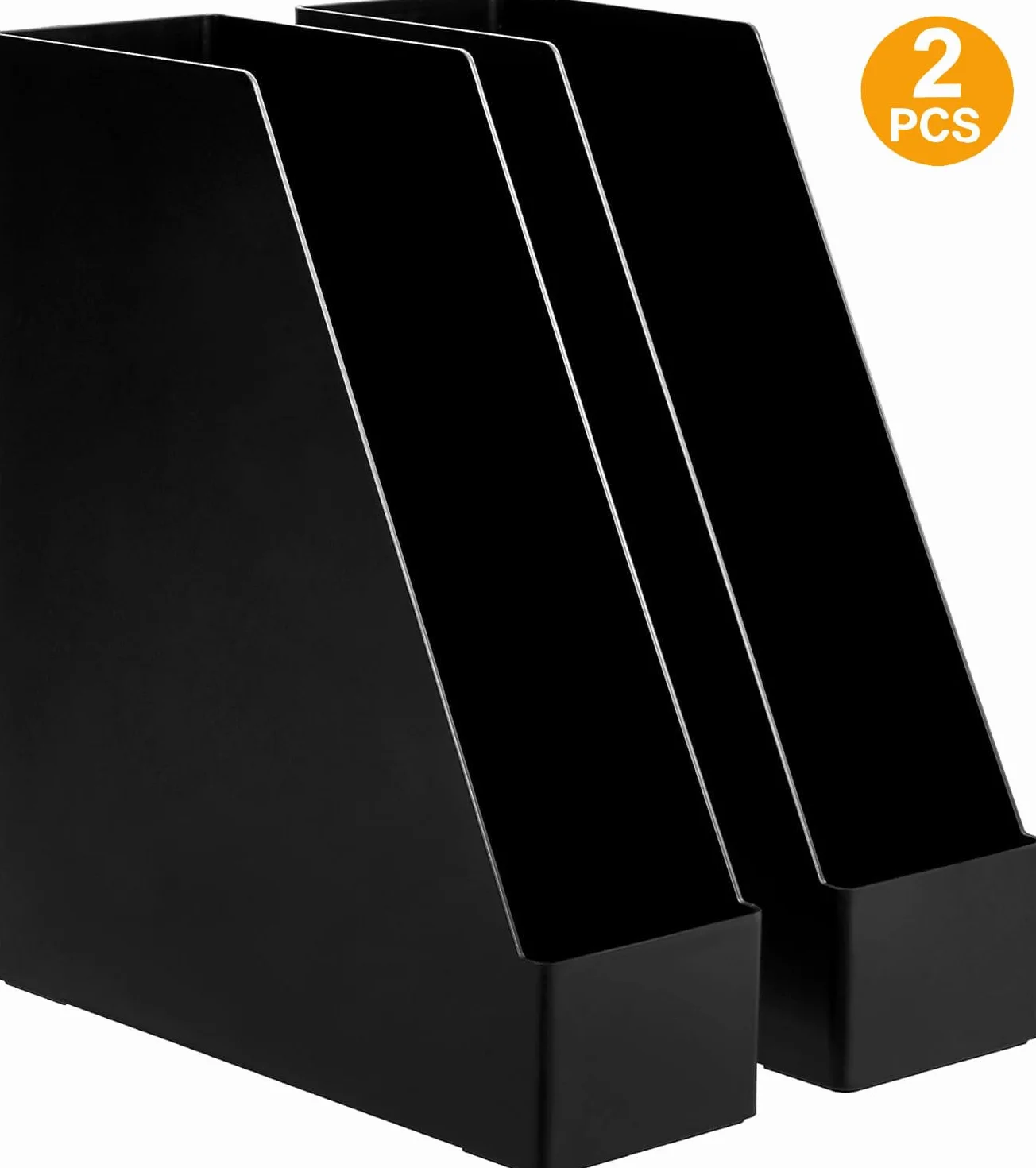 Amazon Basics Organizer na biurko, plastikowy, stojak na czasopisma, czarny, zestaw 2 sztuk