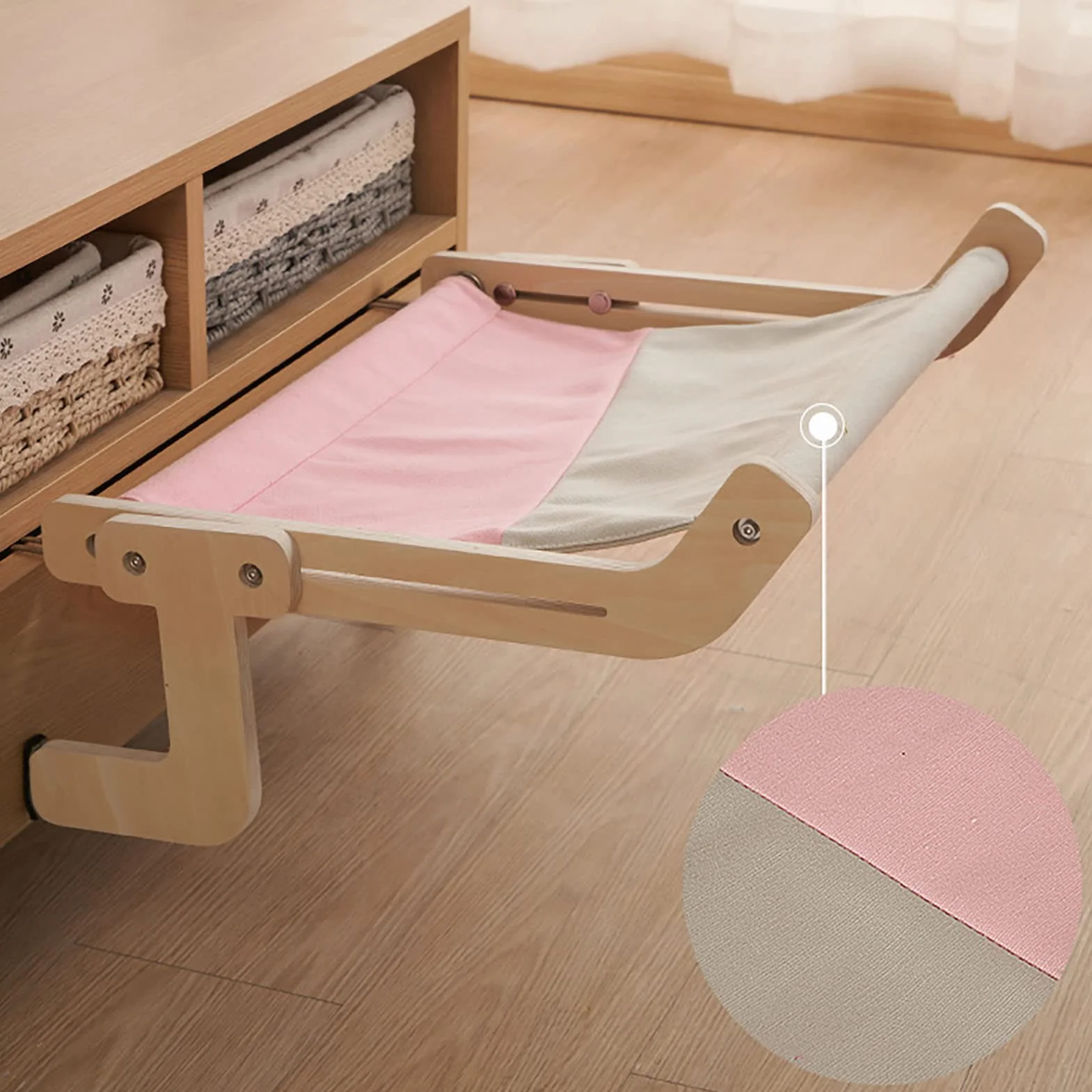 Cat Window Perch, Cat Window Hammock for Indoor Cats, Easy to Adjust & Assemble Large Cat Bed Seat for Windowsill, Bedside,Drawer and Cabinet (A)