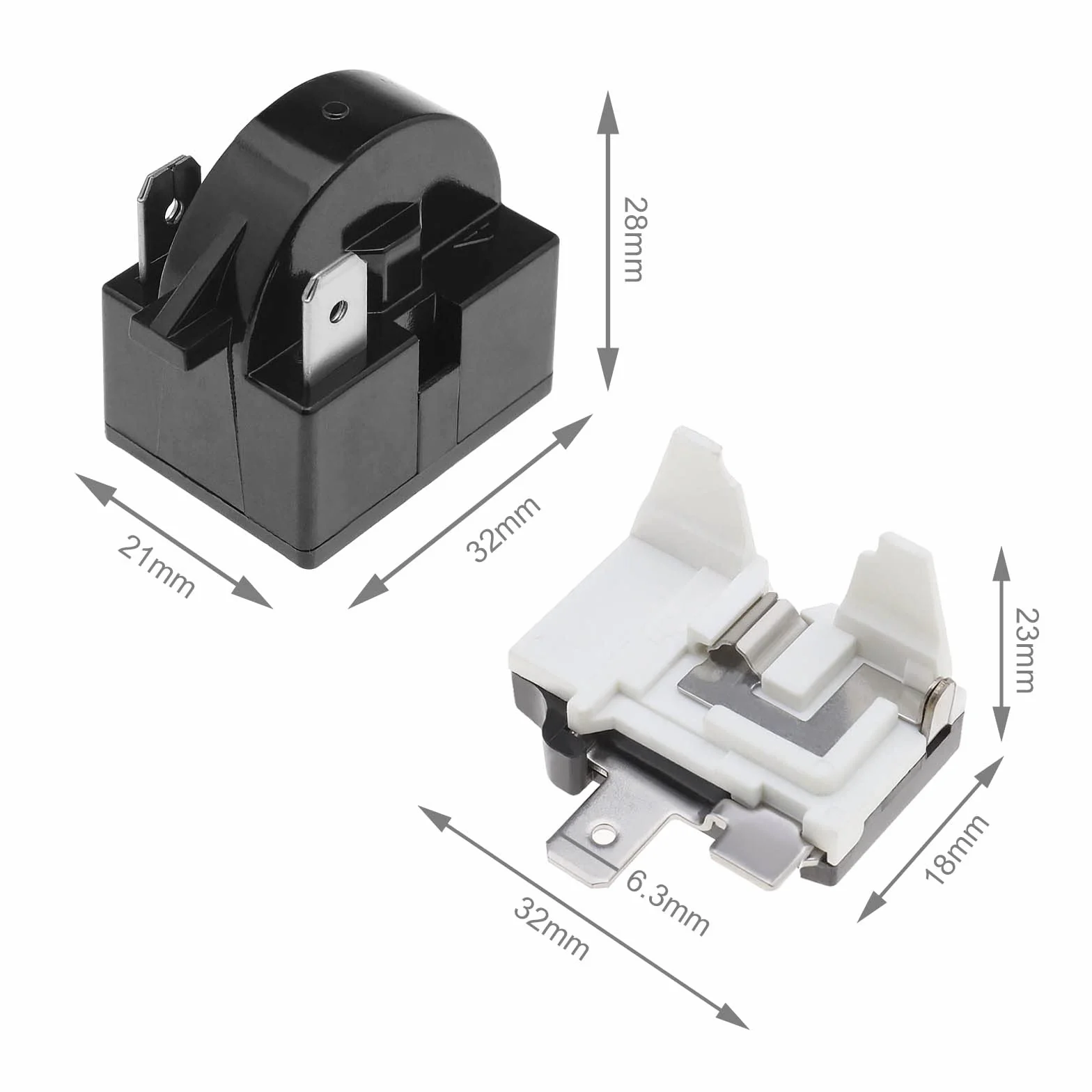 EMSea 2 x 15 omów przekaźnik rozruchowy lodówki 2-pinowy rezystor sprężarki PTC do mini lodówek, kompaktowych lodówek, zamrażarek, lodówek na wino z termicznym zabezpieczeniem przed przeciążeniem 1/6