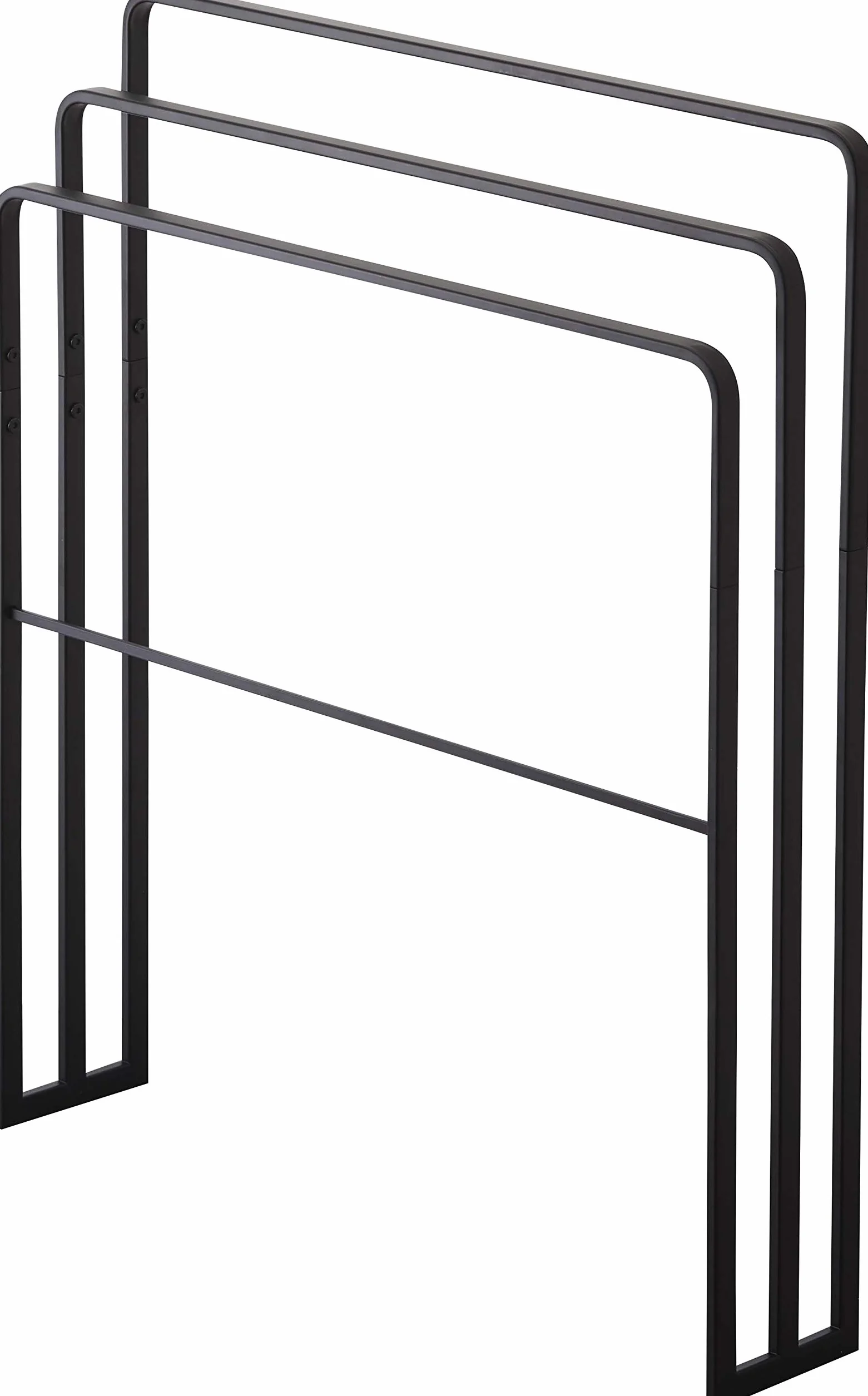 Yamazaki 4980 TOWER stojak na ręczniki kąpielowe z trzema drążkami, czarny, stal, minimalistyczny, 70 x 14 x 81 cm