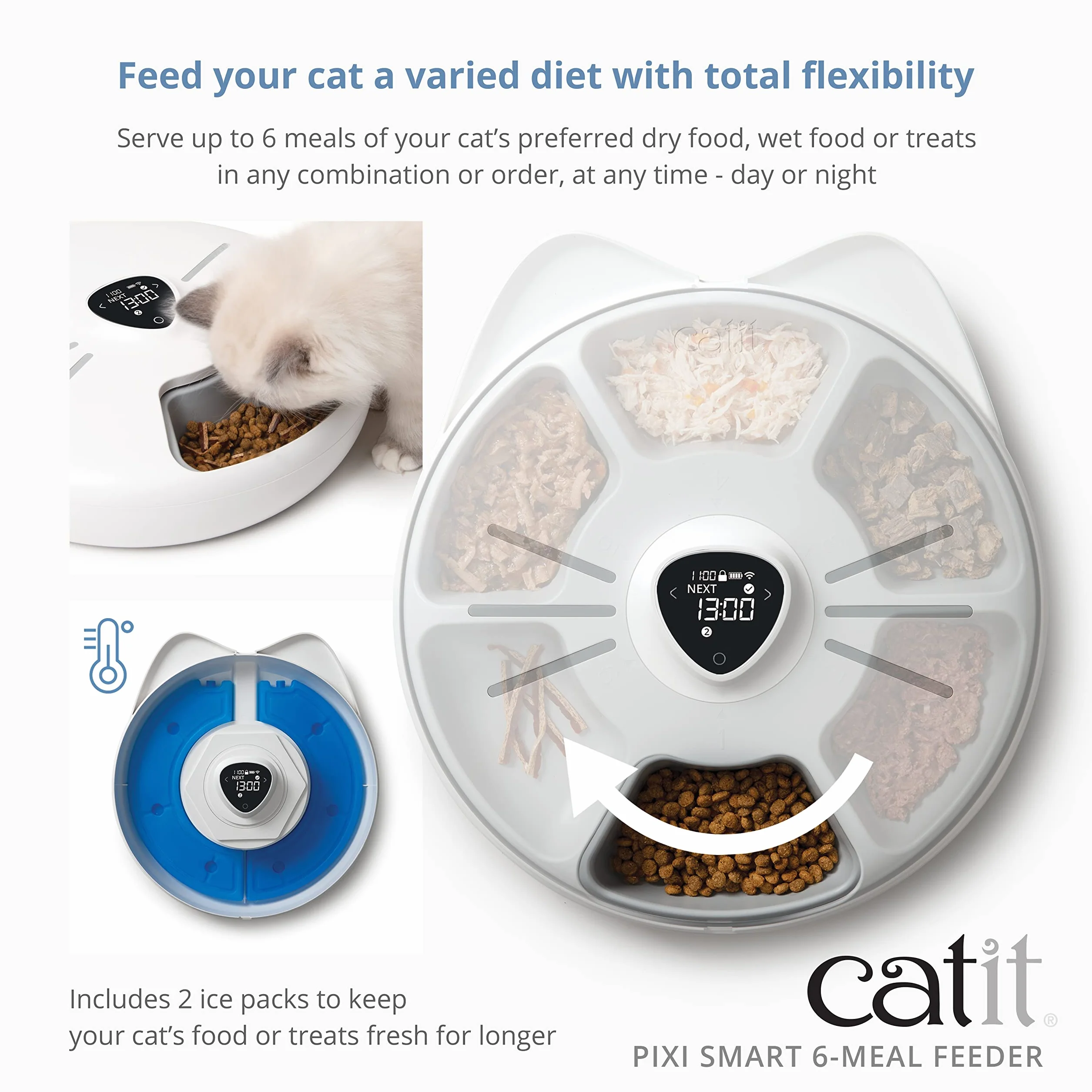 Catit Pixi Smart Automatyczne Karmidło, Biały, ‎34.5 x 32 x 9.2 cm