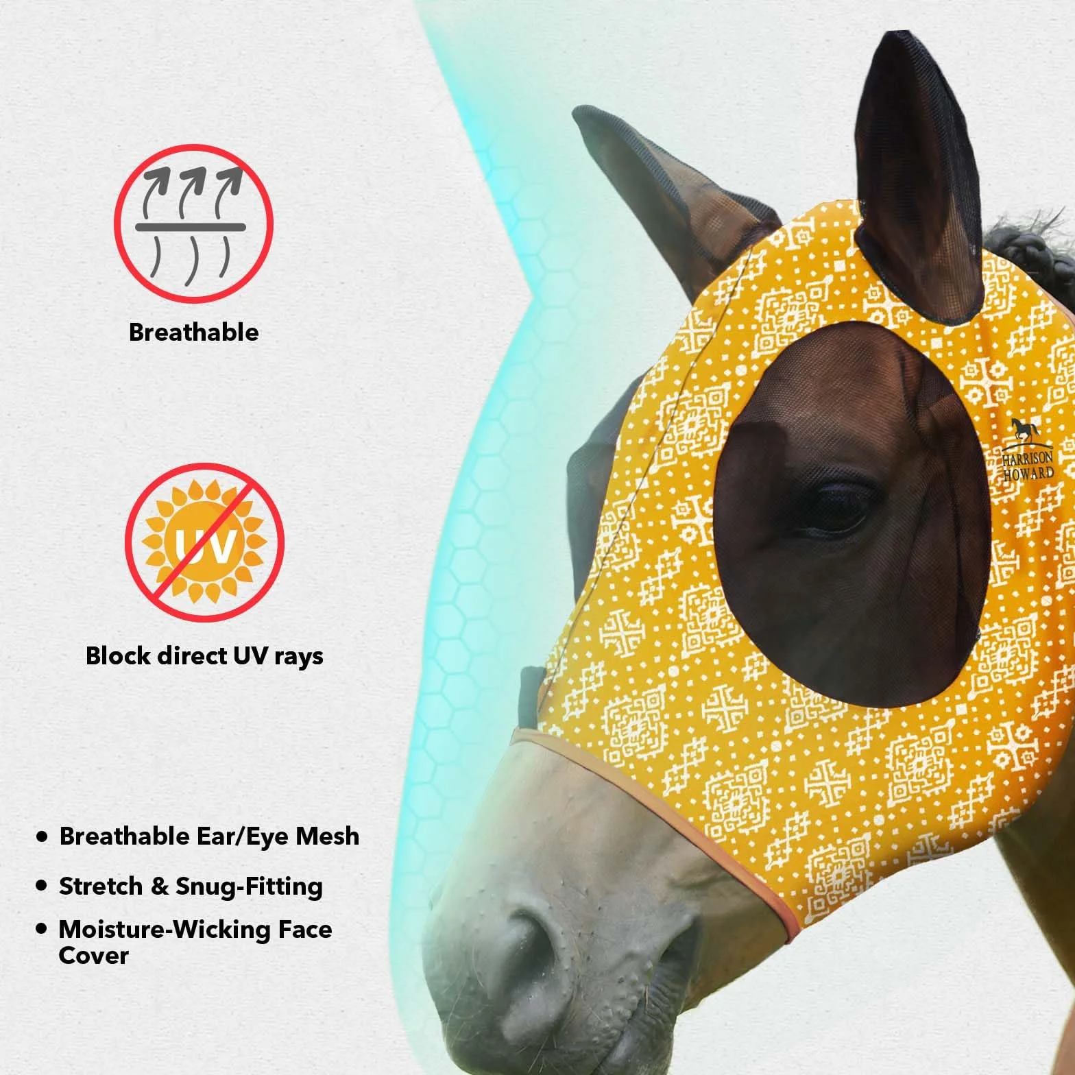 Harrison Howard Horse Fly Mask Floral Retro