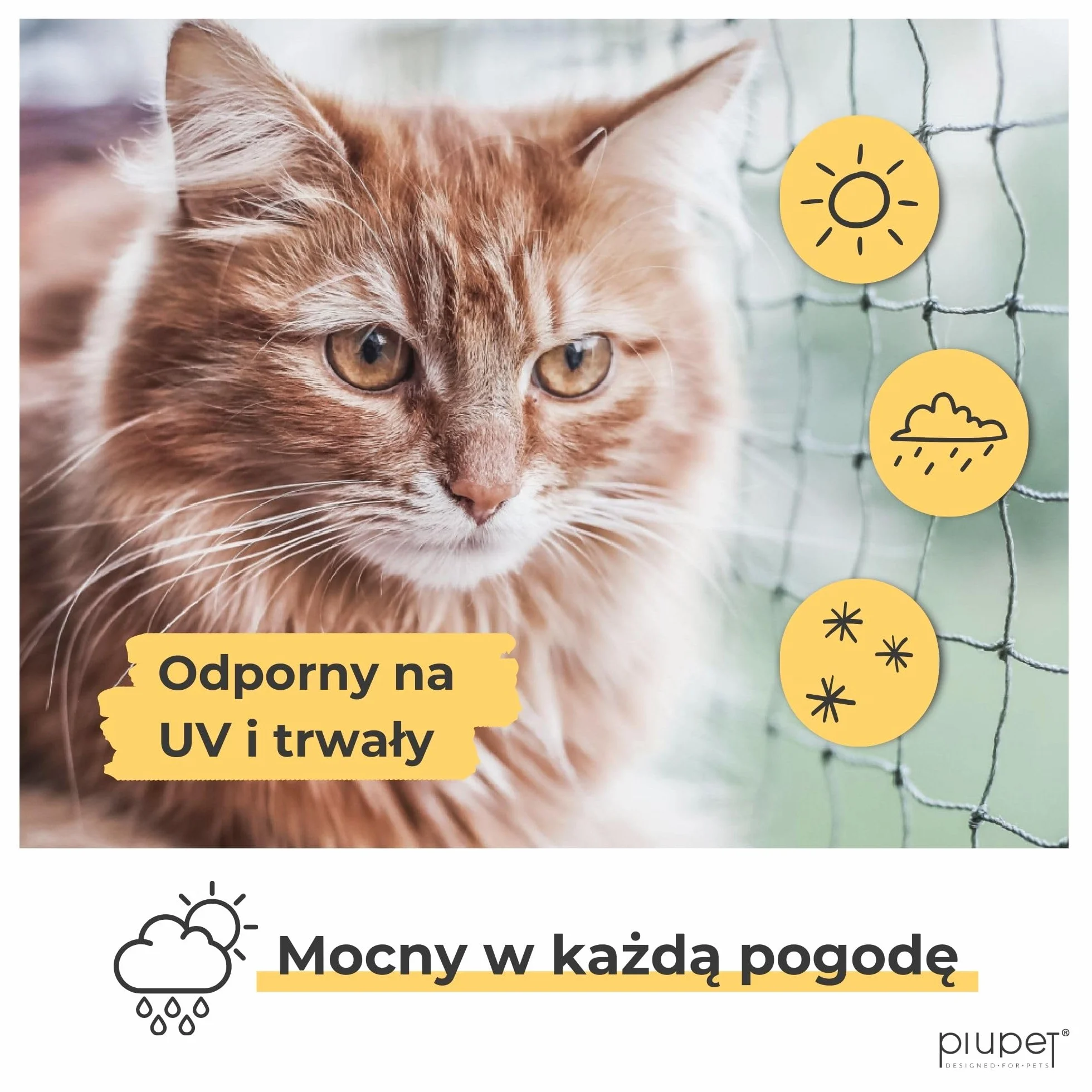 PiuPet® Siatka dla kota wzmocniona drutem 4 x 3 m, na balkon i okno, w zestawie zestaw do mocowania, siatka balkonowa dla kotów, czarna