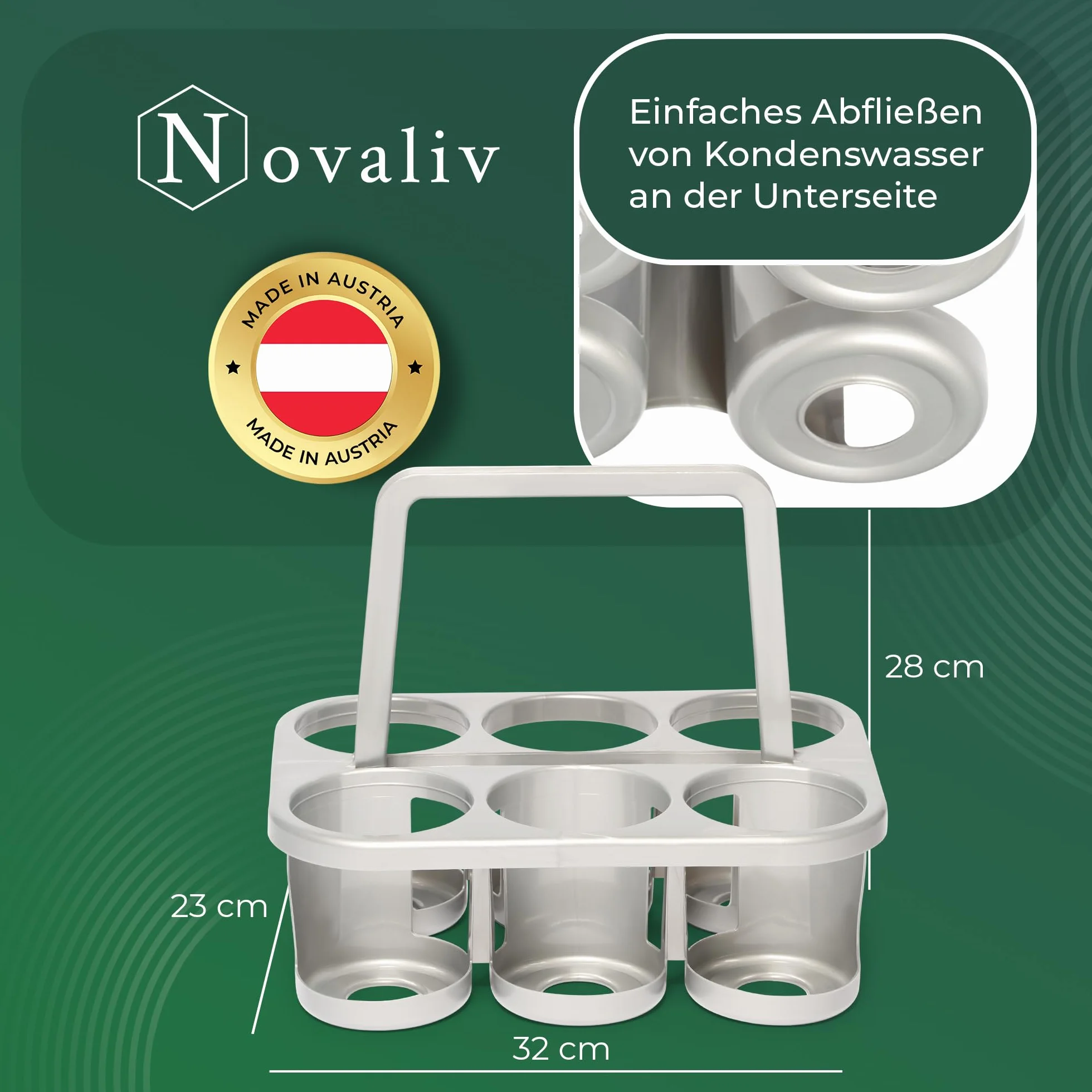 Novaliv 2 x uchwyt na 12 butelek – stabilny uchwyt – kosz na napoje z tworzywa sztucznego, możliwość układania w stos, 32 x 23 x 28 cm, kolor srebrny, idealny do kuchni i piwnicy, kosz na napoje, pojemnik na napoje