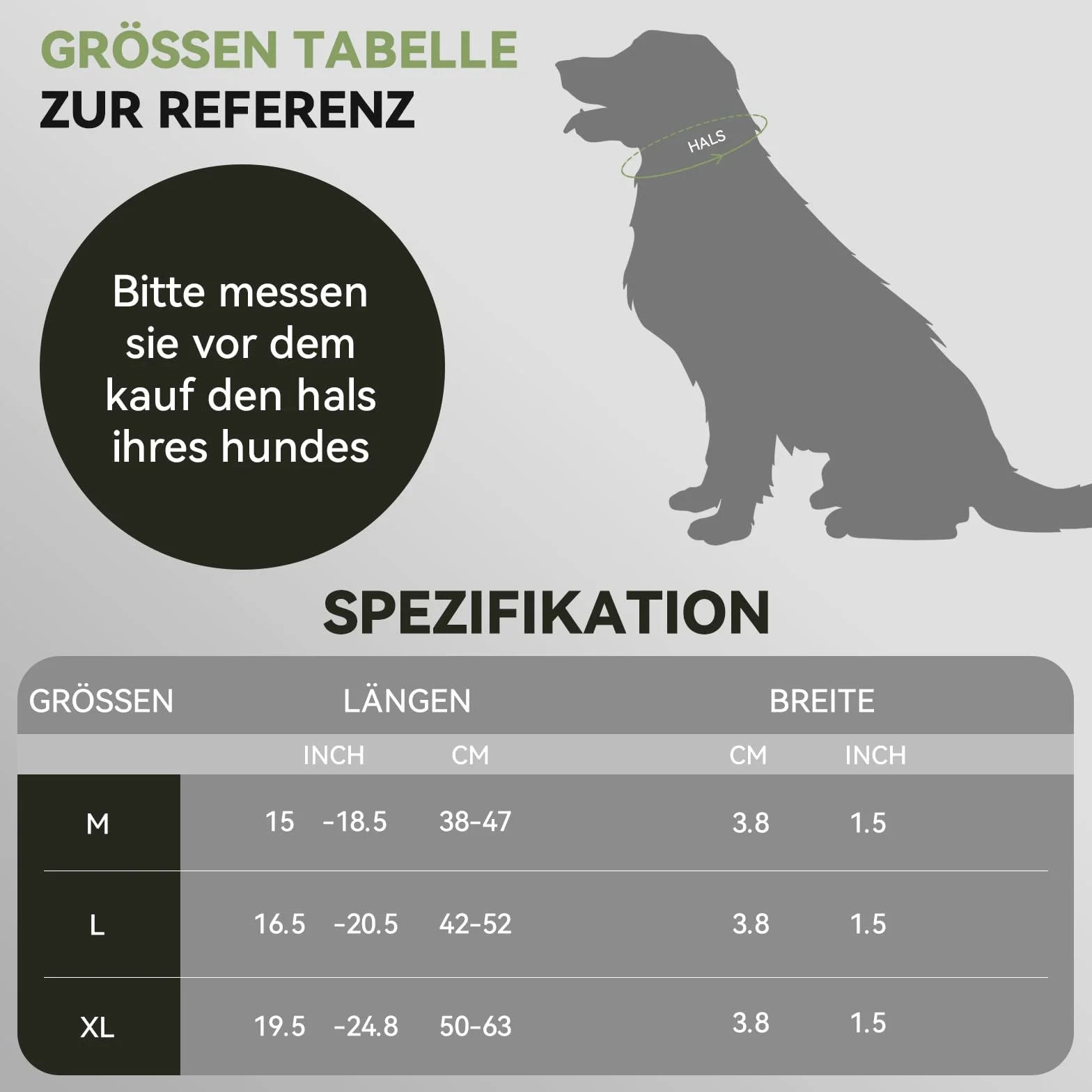 Taktyczna obroża dla psa Airtag wodoszczelna regulowana metalowa klamra XL 40-61 cm zielona