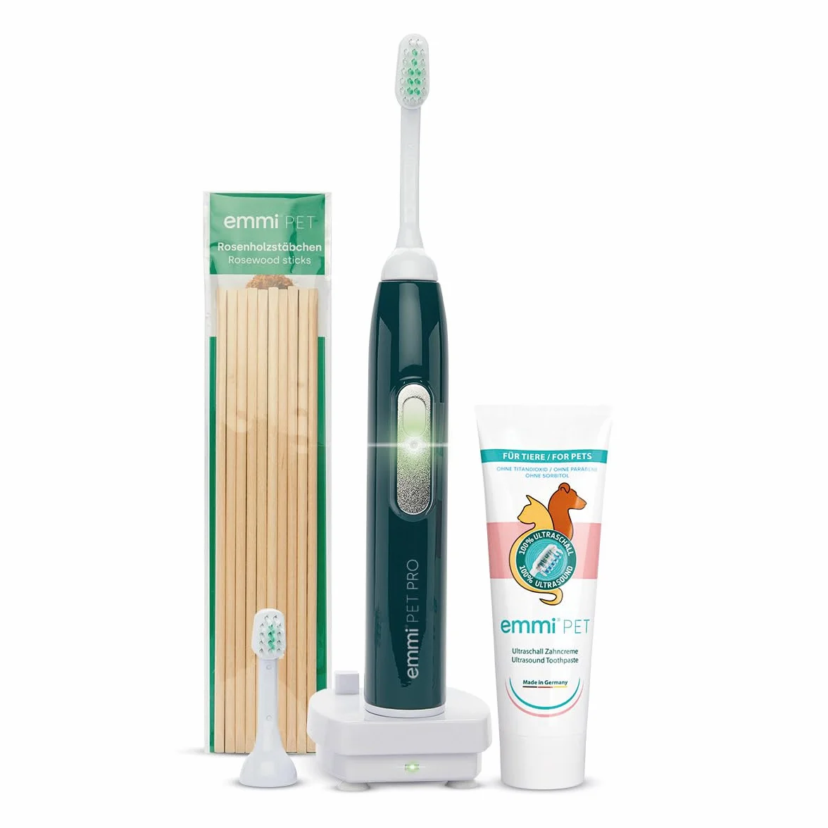 emmi-PET PRO Ultradźwiękowa szczoteczka do zębów dla psów I Cicha szczoteczka do zębów dla psów przeciwko kamienia zębnemu, płytce nazębnej i nieświeżemu oddechowi I Delikatna pielęgnacja zębów bez