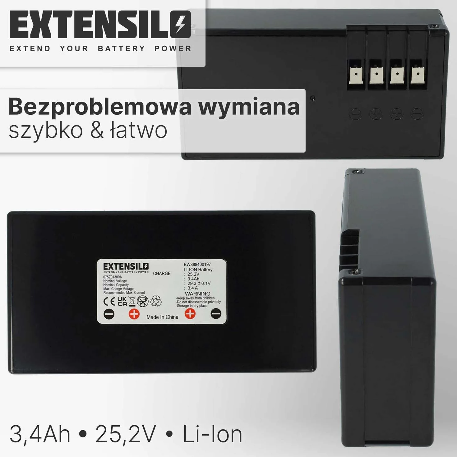 Akumulator kompatybilny z kosiarką Stiga Autoclip 230, 230S, M3, M5, M7 (3400 mAh, 25,2 V, litowo-jonowa)