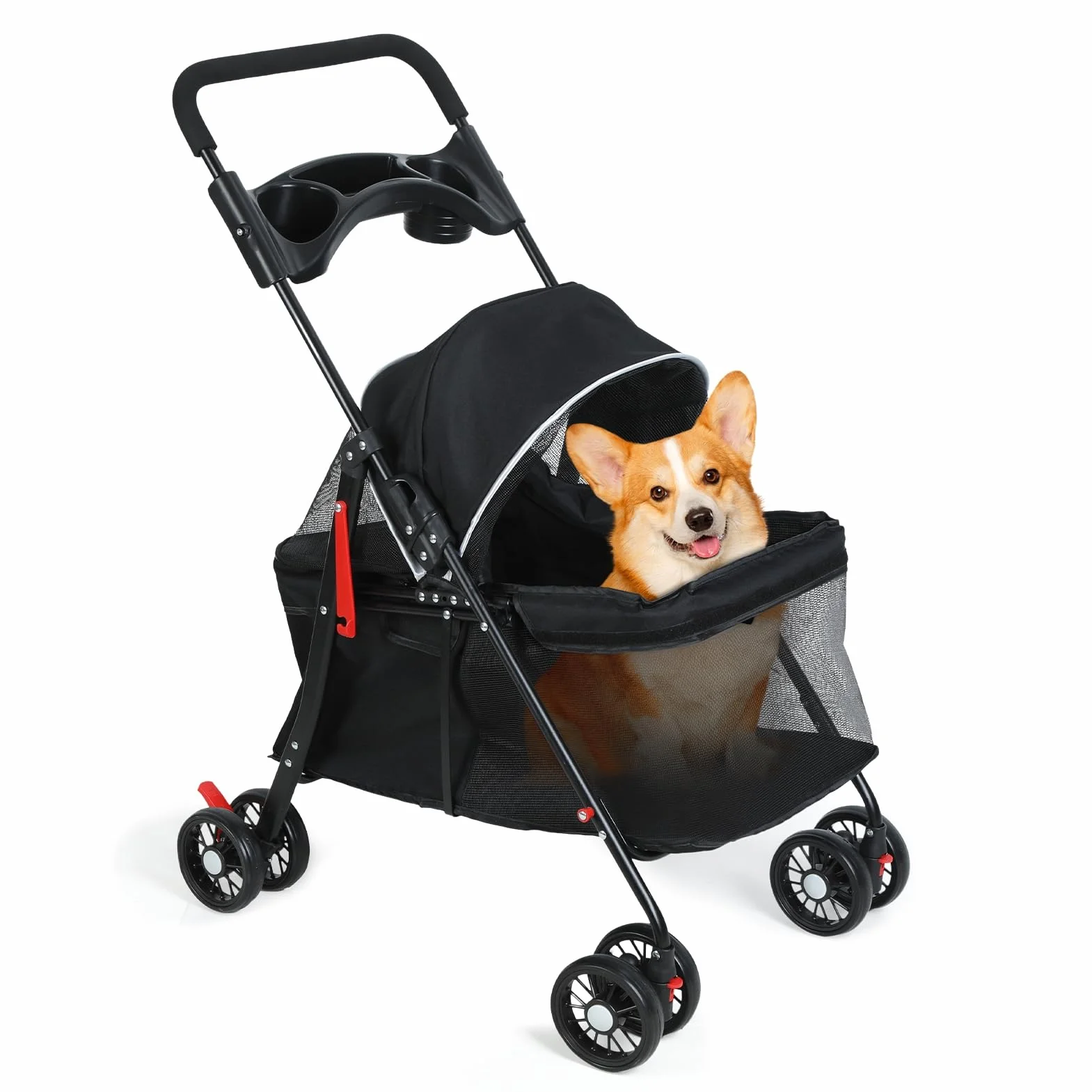 Wózek dla psa i kota, wózek podróżny, wózek dla psa, kota, wózek dziecięcy Jogger Buggy z 4 kółkami, wózek dla zwierząt domowych na kółkach