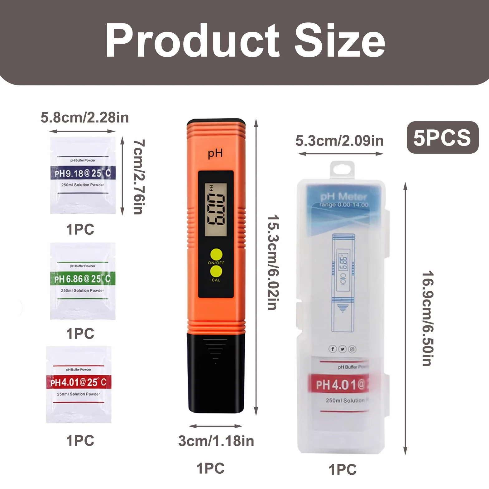 Cyfrowy miernik PH, miernik pH o wysokiej dokładności (± 0,01) z przenośnym wyświetlaczem LCD, tester pH jakości wody, automatyczna kalibracja do akwarium, basenu, RC, zakres pomiarowy 0-14 pH