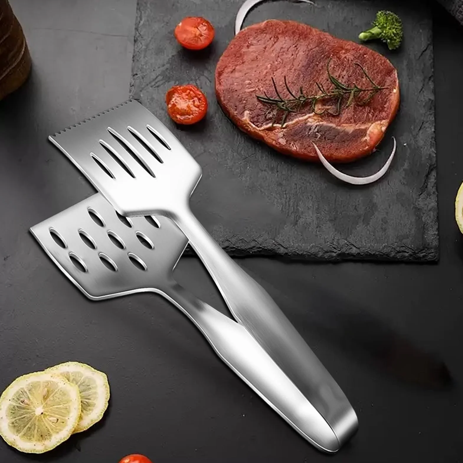 Szczypce do gotowania, szczypce do obracania ryb ze stali nierdzewnej, ergonomiczna konstrukcja, zapobiegające oparzeniom, wielofunkcyjne narzędzie kuchenne do grillowania w domu
