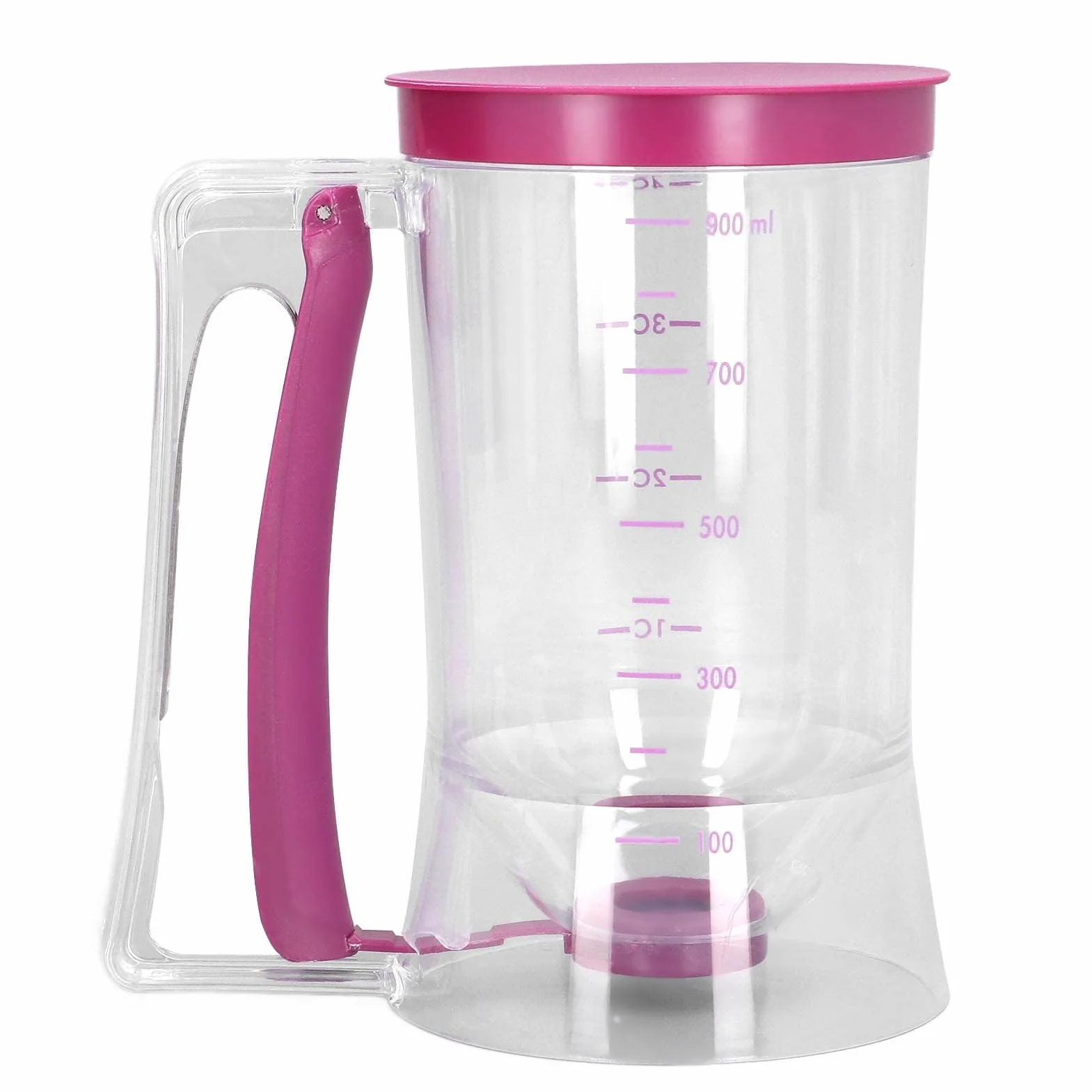 Dozownik do ciasta, dozownik ciasta, miarka, dozownik do ciast, z pokrywką i skalą, do babeczek, muffinek, naleśników, wafli, wylewania ciasta, 900 ml