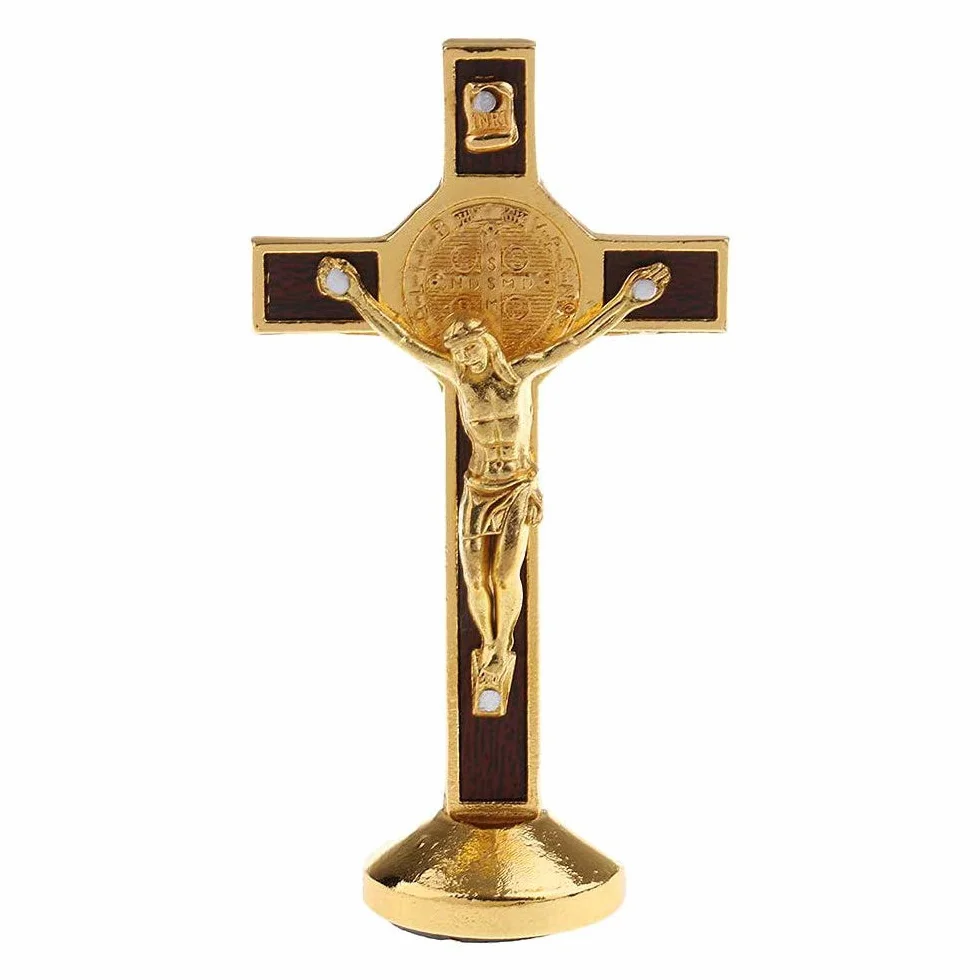 POFET - Statua ukrzycyfiksu Jezusa Chrystusa na krzyżu do samochodu, domu, kaplicy, złota