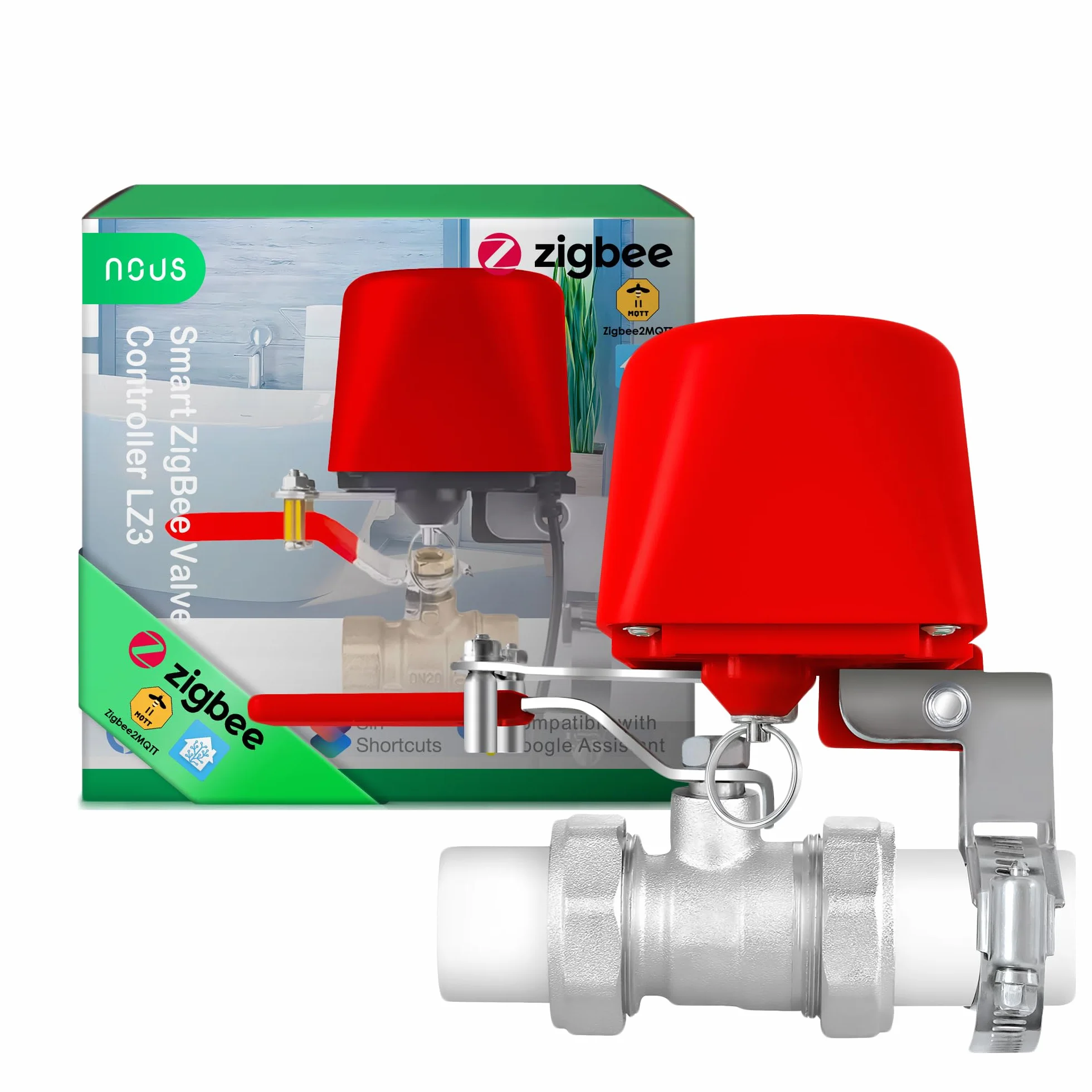 Zawór wodny NOUS LZ3 ZigBee, Asystent Google, kompatybilny z Amazon Alexa, aplikacja NOUS Smart, zegar sterujący Tuya Smart Life, zawór wodny ZigBee, sterownik nawadniania ZigBee2MQTT.