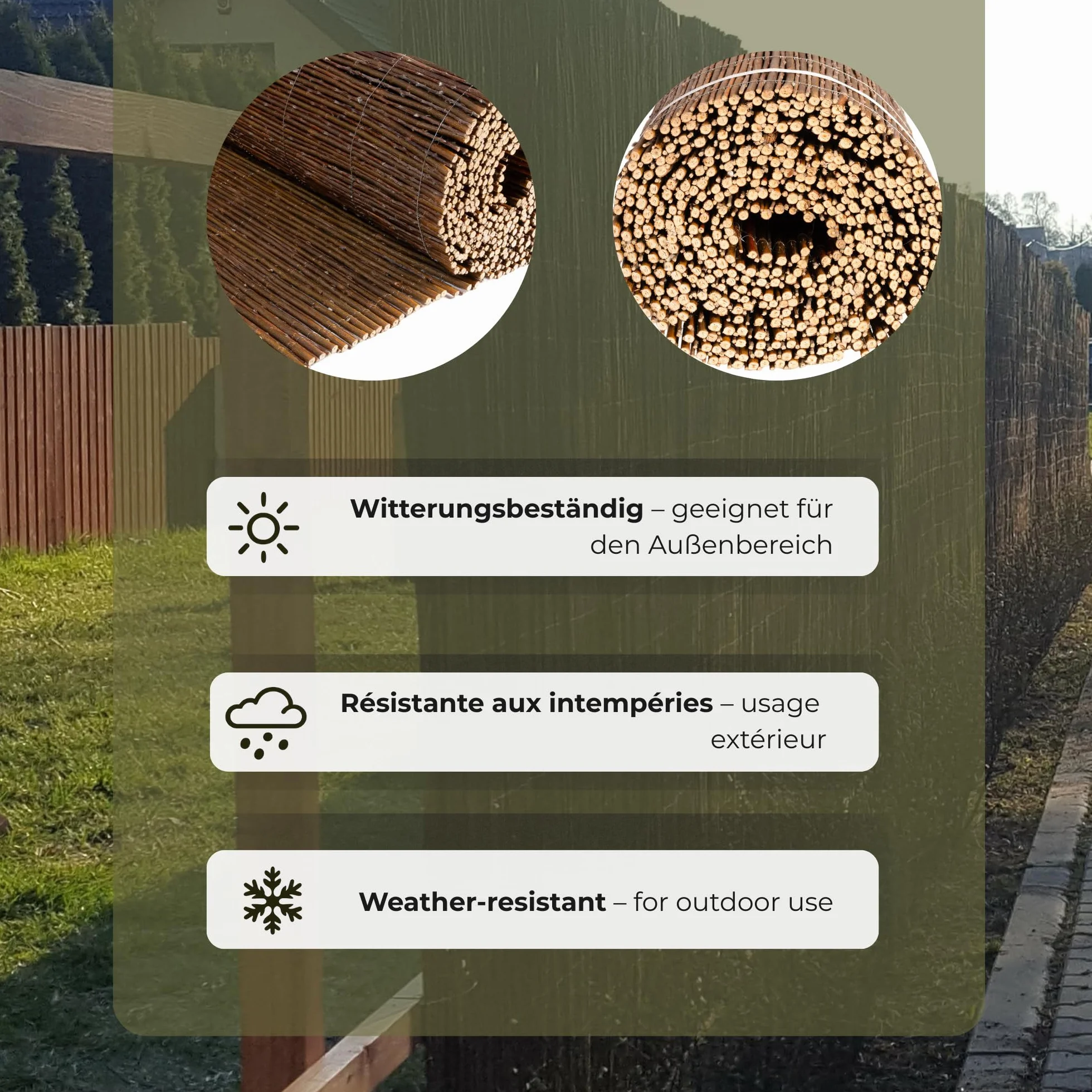 Mata Wiklinowa 90 x 300 cm Gęsta Osłona na Balkon Naturalny Materiał Trwała i Estetyczna Prywatność Osłona Przeciwsłoneczna Ekran Prywatności