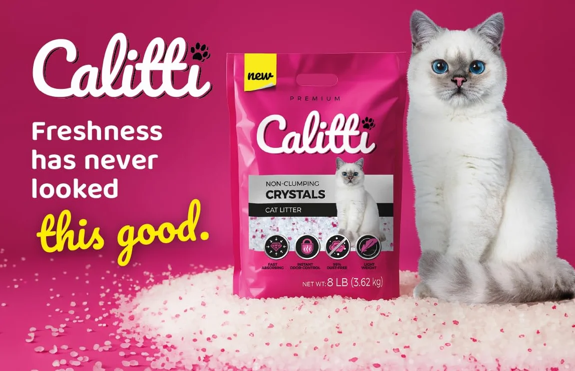Calitti Crystals Silikonowy Żwirek do Kuwety Bezpyłowy Antybakteryjny 3,8l x 8