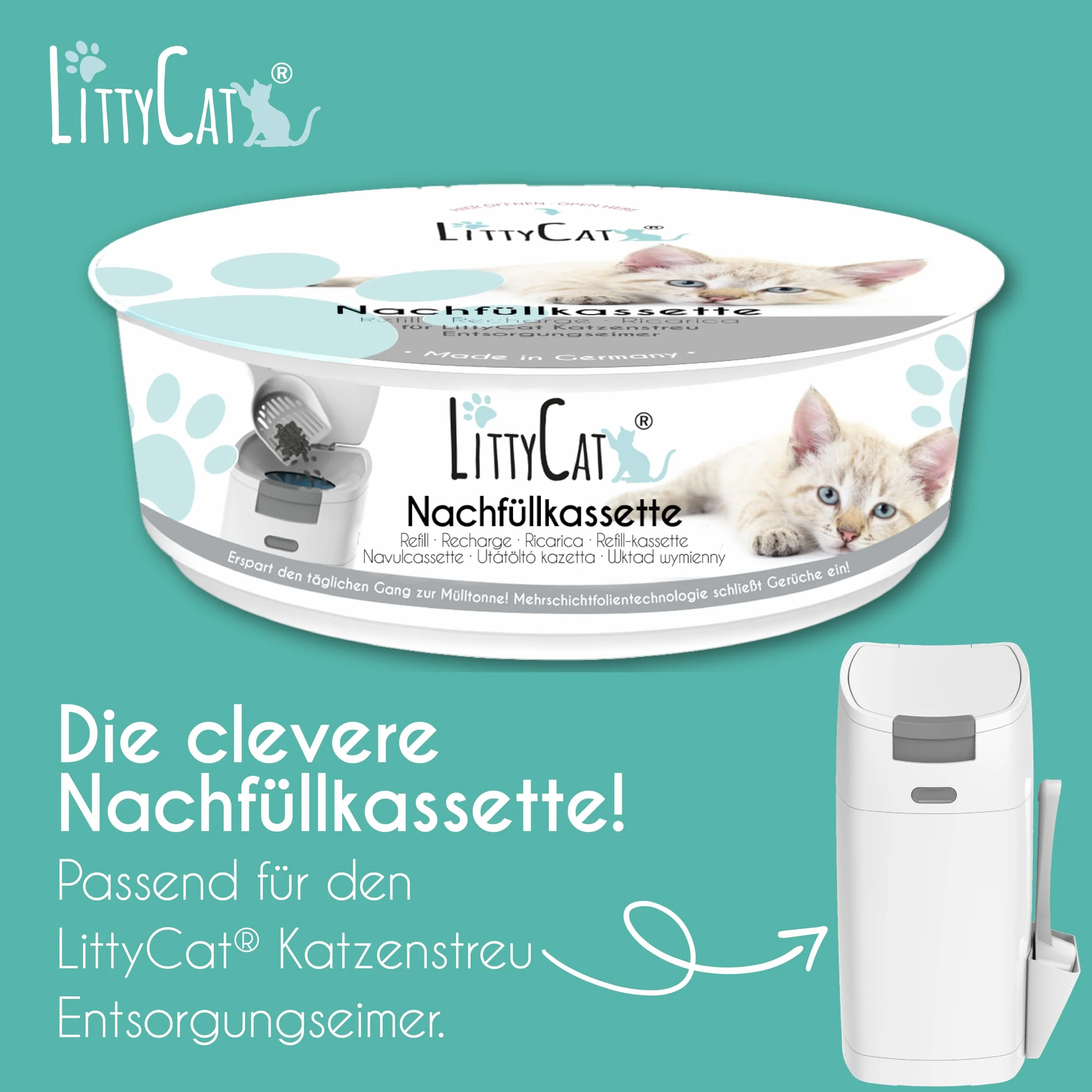 Littycat Nachfüllkassetten Katzenstreueimer 12er Pack