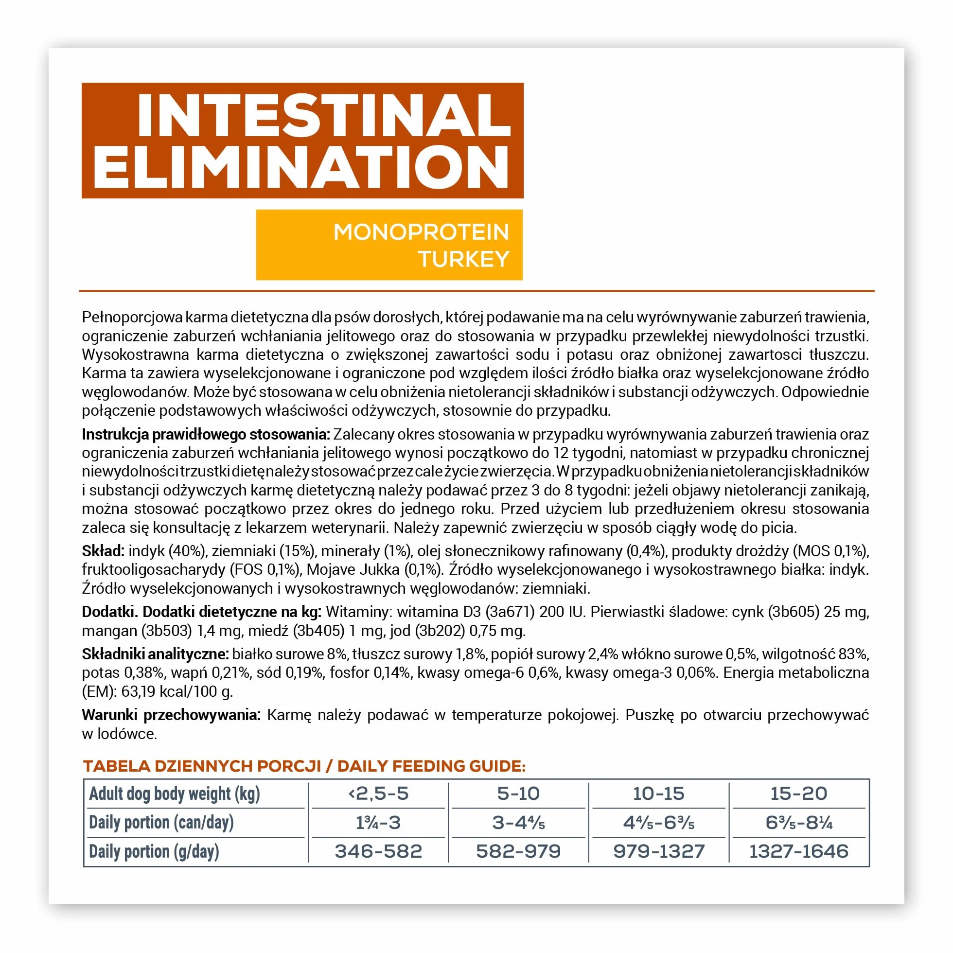 VET EXPERT INTESTINAL ELIMINATION LOW FAT 1x200g - lekkostrawna mokra karma weterynaryjna dla psów z zaburzeniami trawiennymi
