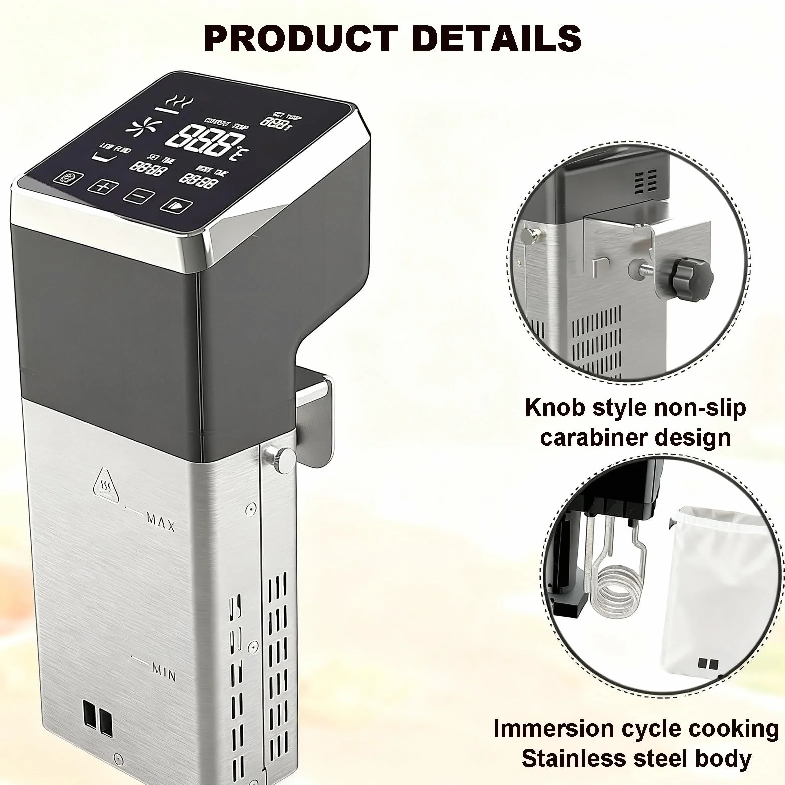 Urządzenie do gotowania metodą sous vide, urządzenie gotowania metodą sous vide, cyrkulator zanurzeniowy, z dokładnym pomiarem temperatury i timerem, do pakowania próżniowego mięsa lub warzyw