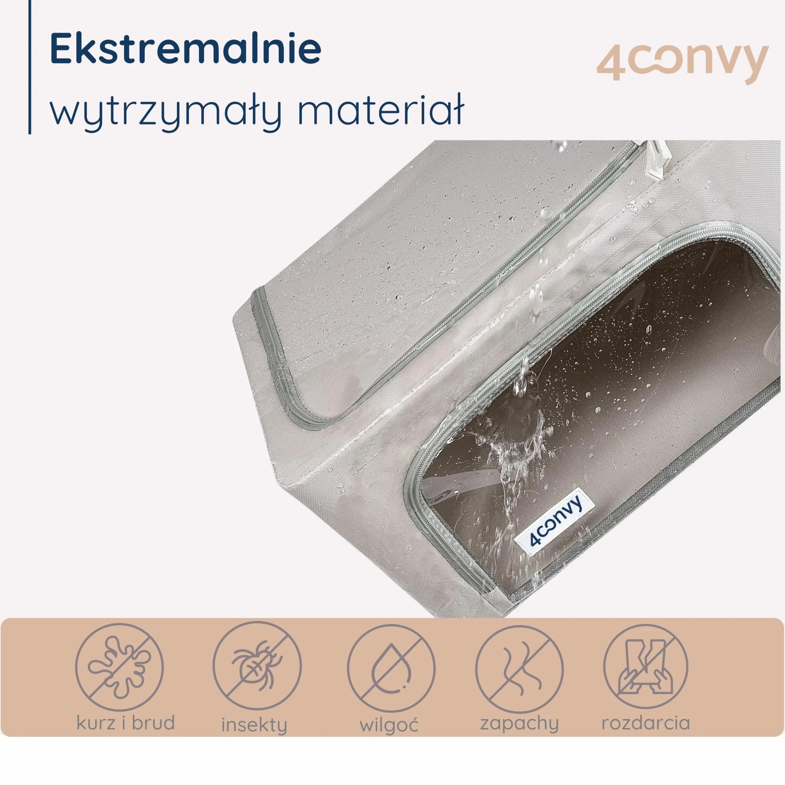 4CONVY Pokrowiec na pościel - pojemnik z oknem do przechowywania odzieży, kołder, poduszek, pościeli - składana torba z mocnego materiału (Szary, 3x24L)