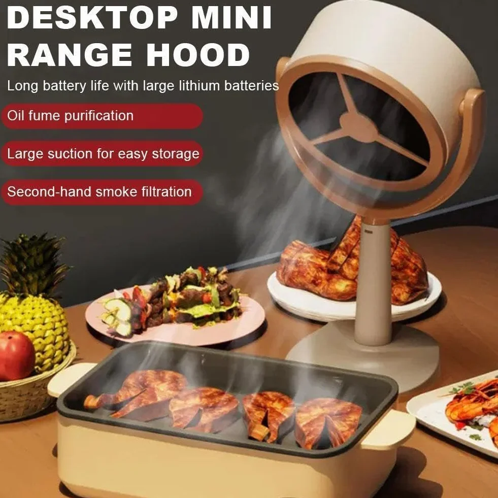 Mini przenośny pulpit okap grill ekstraktor wydechowy 5 V 8 W 3000 mAh regulowany filtr gorącego kąta z do garnka wewnętrznego 12 szt. gąbka