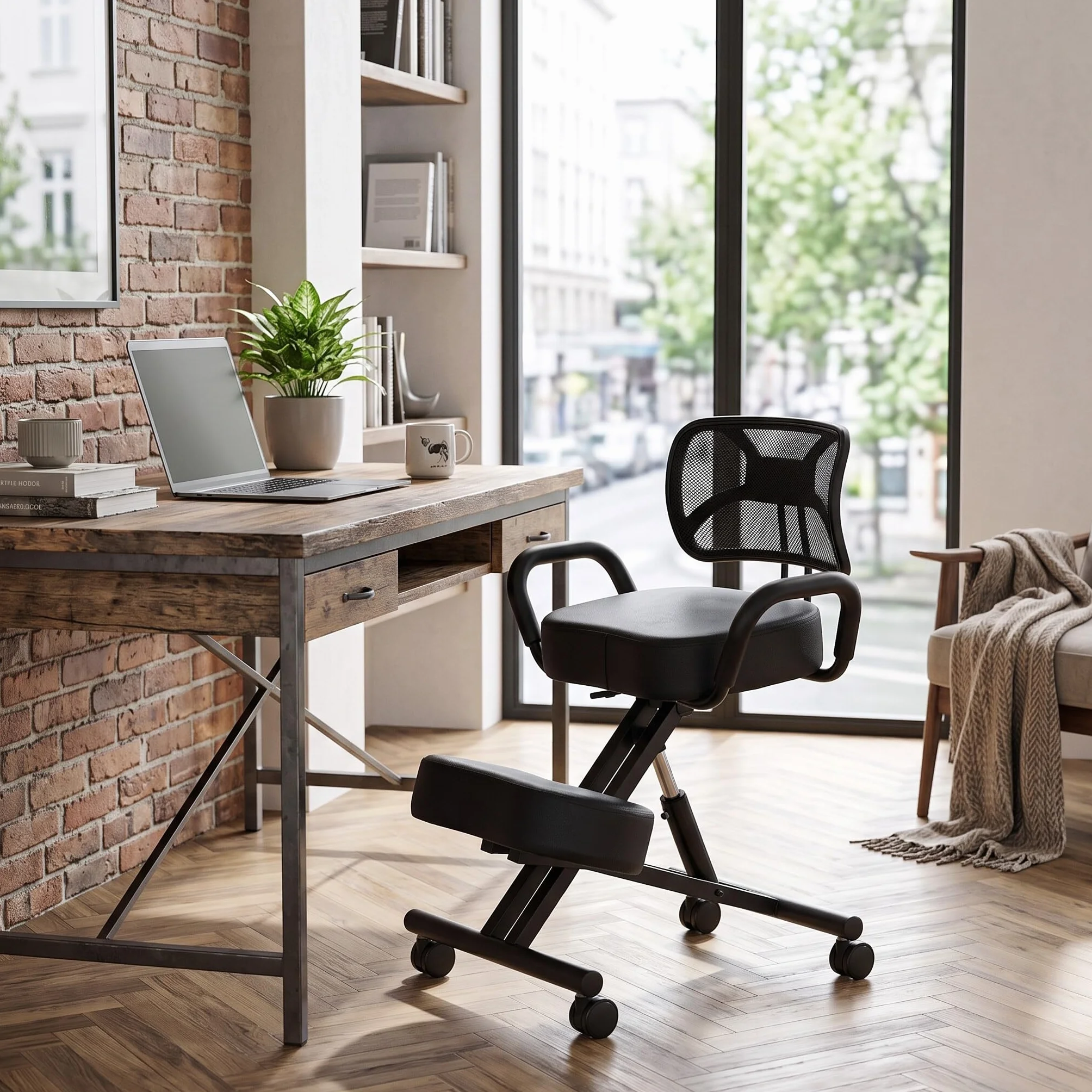 Krzesło Klęczące, Ergonomiczne Krzesło Klęczące, Regulowane Krzesło Poprawiające Postawę z Kółkami i Podparciem Pleców, Ergonomiczne Krzesło do Biur Domowych Sala Konferencyjna