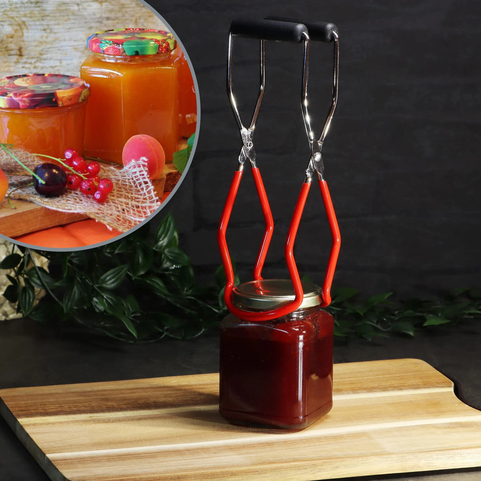 COM-FOUR® Podnosnik do szkla do wekowania na goraco i do wekowania - do sloików dowolnej wielkosci - idealna pomoc podczas wekowania - chromowany (Podnosnik do szkla 23 cm - 01 sztuk)
