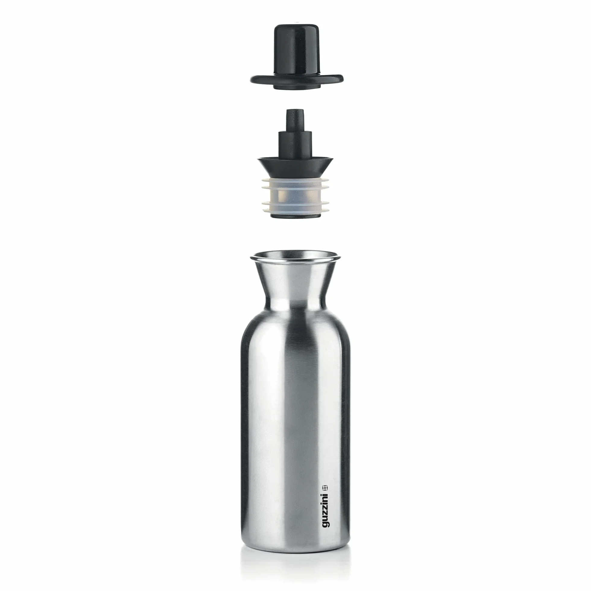Guzzini - Kitchen Active Design, PERFECT DRESSING STEEL, Butelka na olej/oct ze stali nierdzewnej - Czarny, Ø 6 x h19,5 cm | 330ml - 11720010