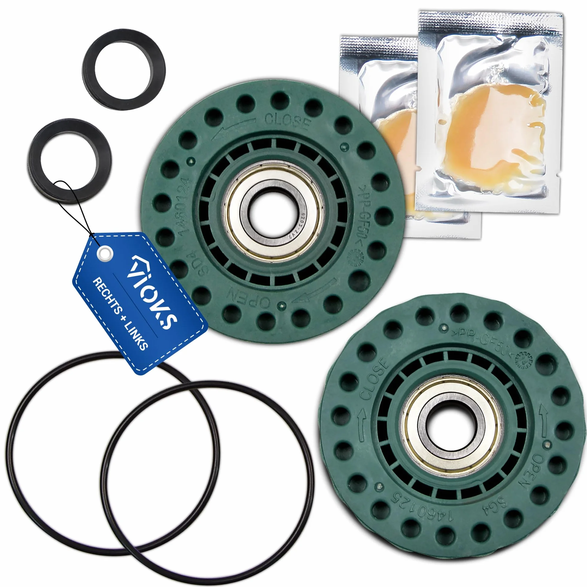 VIOKS Zestaw łożysk lewy + prawy zamiennik dla AEG Electrolux Zanussi 4071430963 4071430971 zestaw łożysk - łożyska do pralki w tym łożysko kulkowe, uszczelka, o-ring, smar dla pralki z ładowaniem od