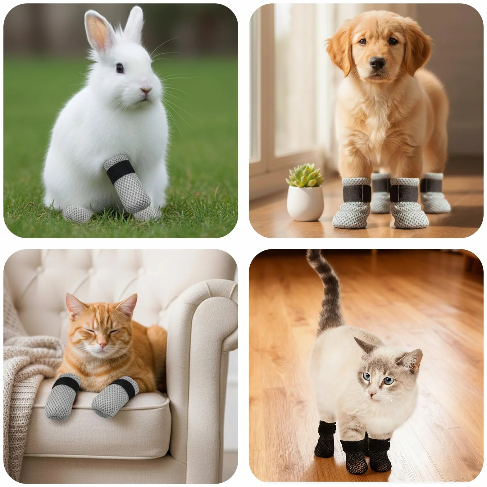 Regulowane buty dla kota z siatki, ochrona przed pazurami, szare, M