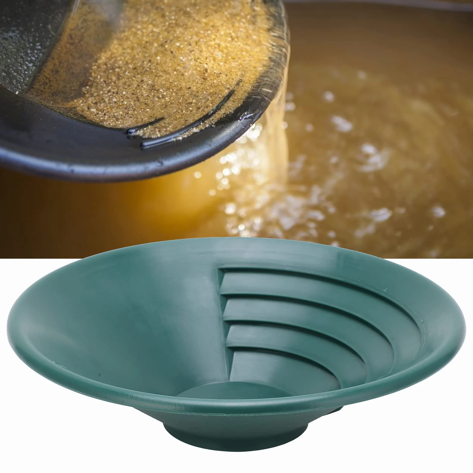 Gold Pan, Gold Panning Pan 90° niski rowek Gold Classifier 260 mm do stref górskich dla rzek strumieni