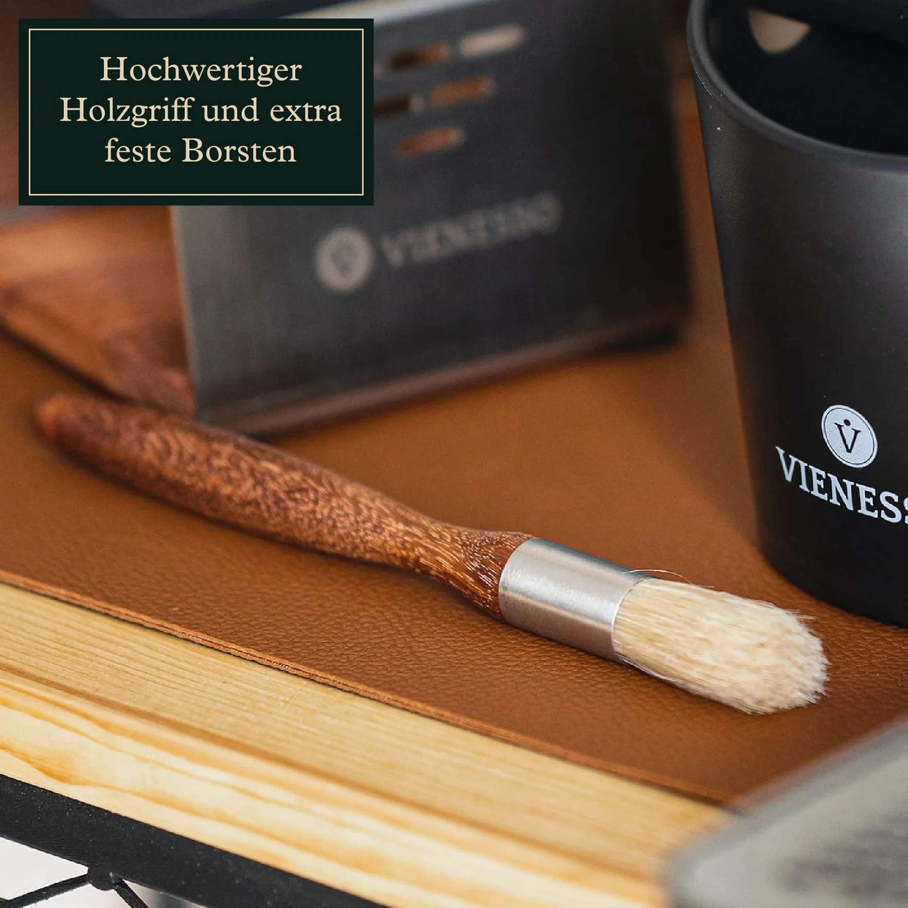 Barista pędzel do młynka do kawy, sitko i akcesoria do kawy – szlachetna szczotka do kawy z drewnianym uchwytem i twardym włosiem + e-book Barista (brązowy, 18)