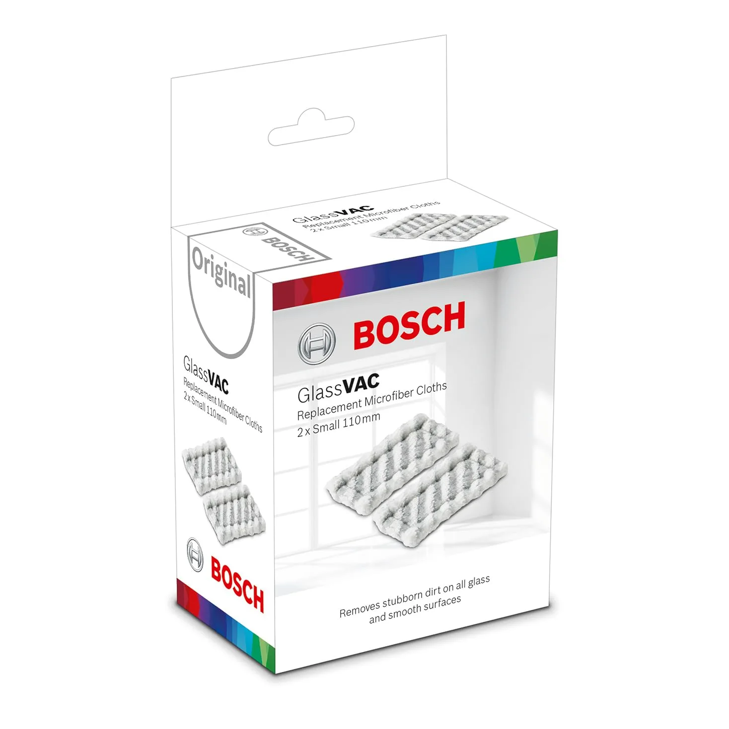 Bosch F016800574 mała zapasowa ściereczka z mikrofibry (do odkurzacza okiennego GlassVAC, do szyb i gładkich powierzchni, 2 sztuki)