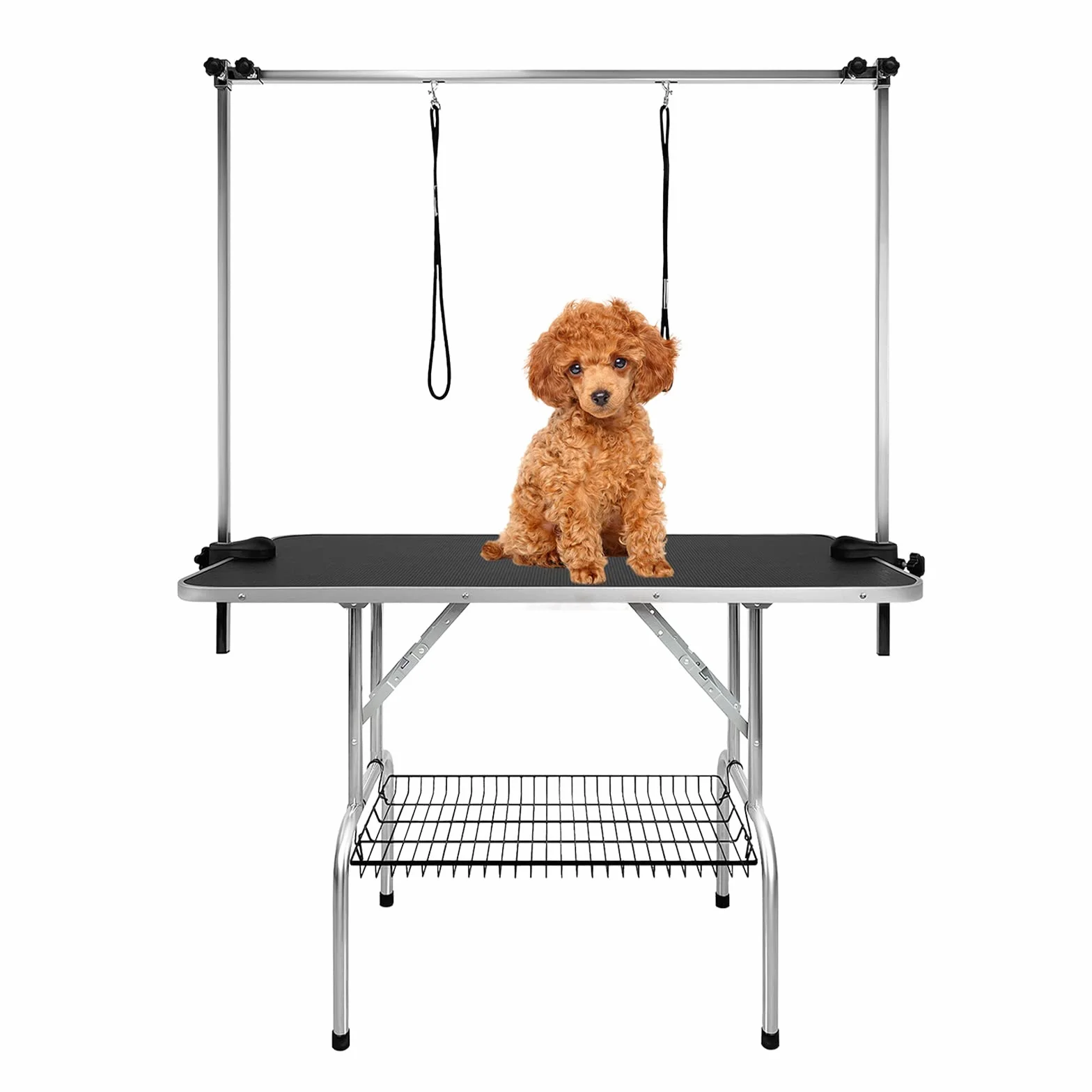 LILIIN Stół do trymowania i pielęgnacji psów, skladany, ścinający, z regulacja wysokości, do 60 kg, czarny, 113 x 60 x 76