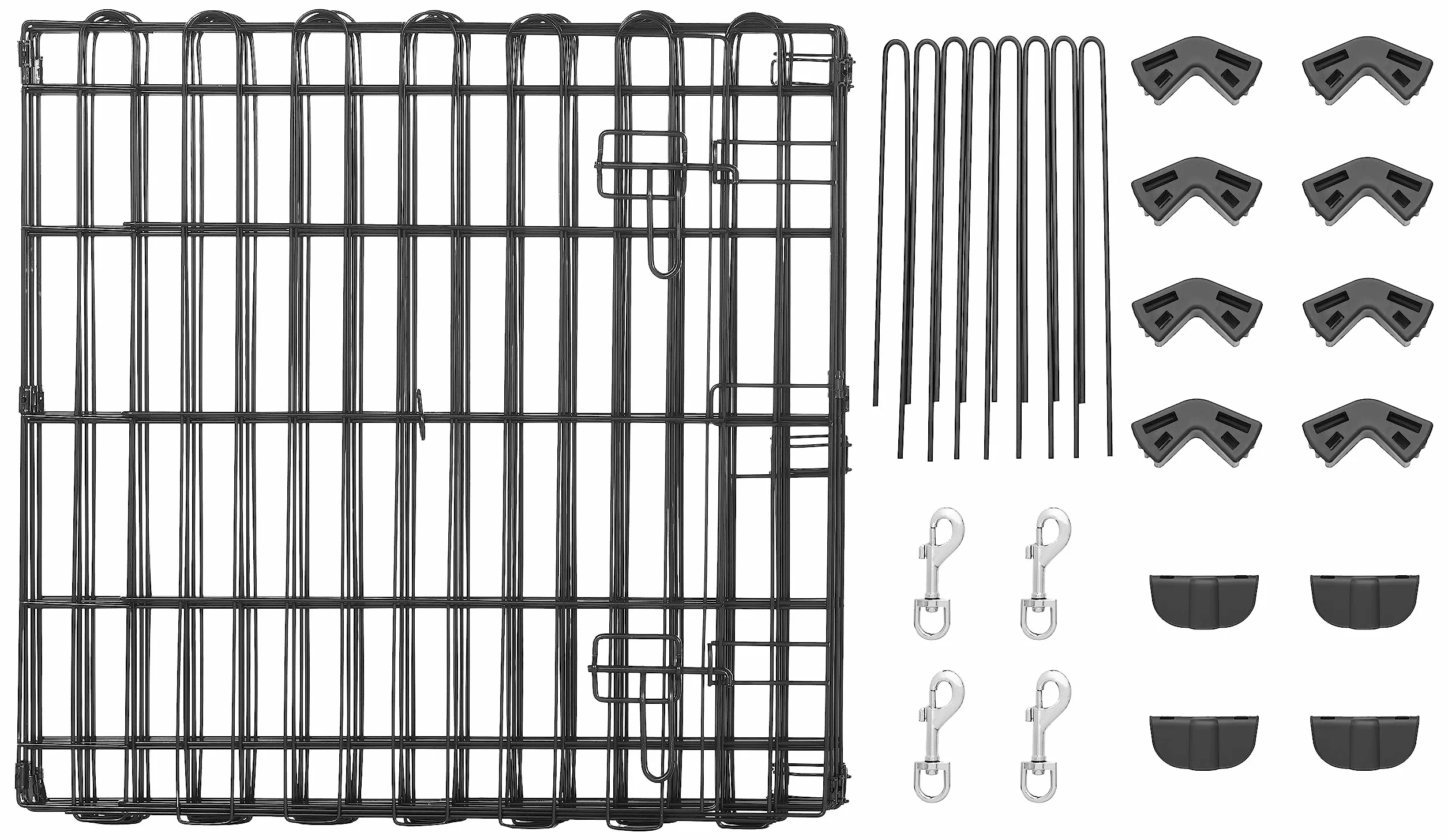 Amazon Basics Ośmiokątny, wybieg dla psów i innych zwierząt domowych, składany, metalowy, z drzwiami, 61 cm, czarny
