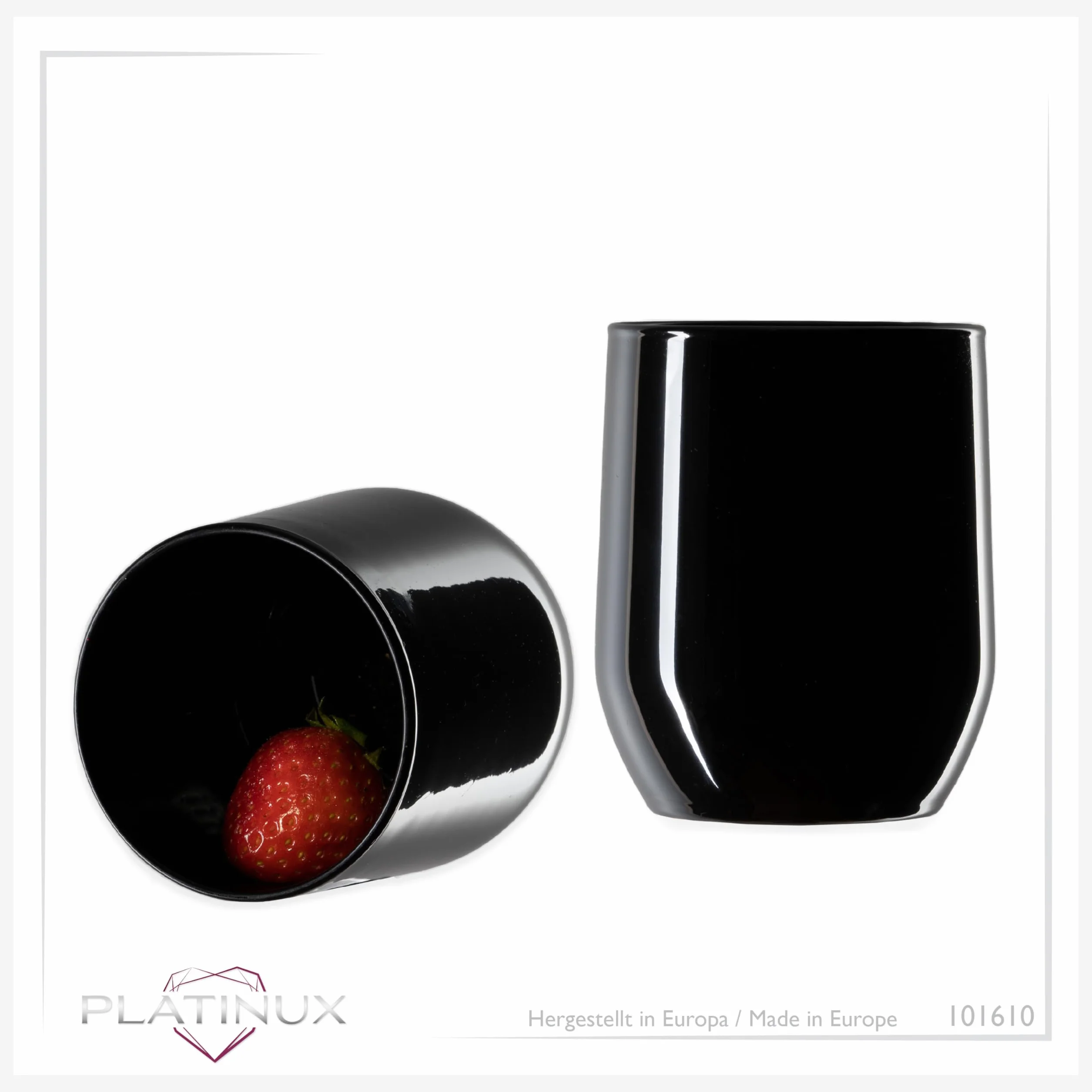 PLATINUX Czarne eleganckie szklanki do picia 260 ml (maks. 320 ml) ze szkła zestaw 6-częściowy szklanki do wody, soku, whisky