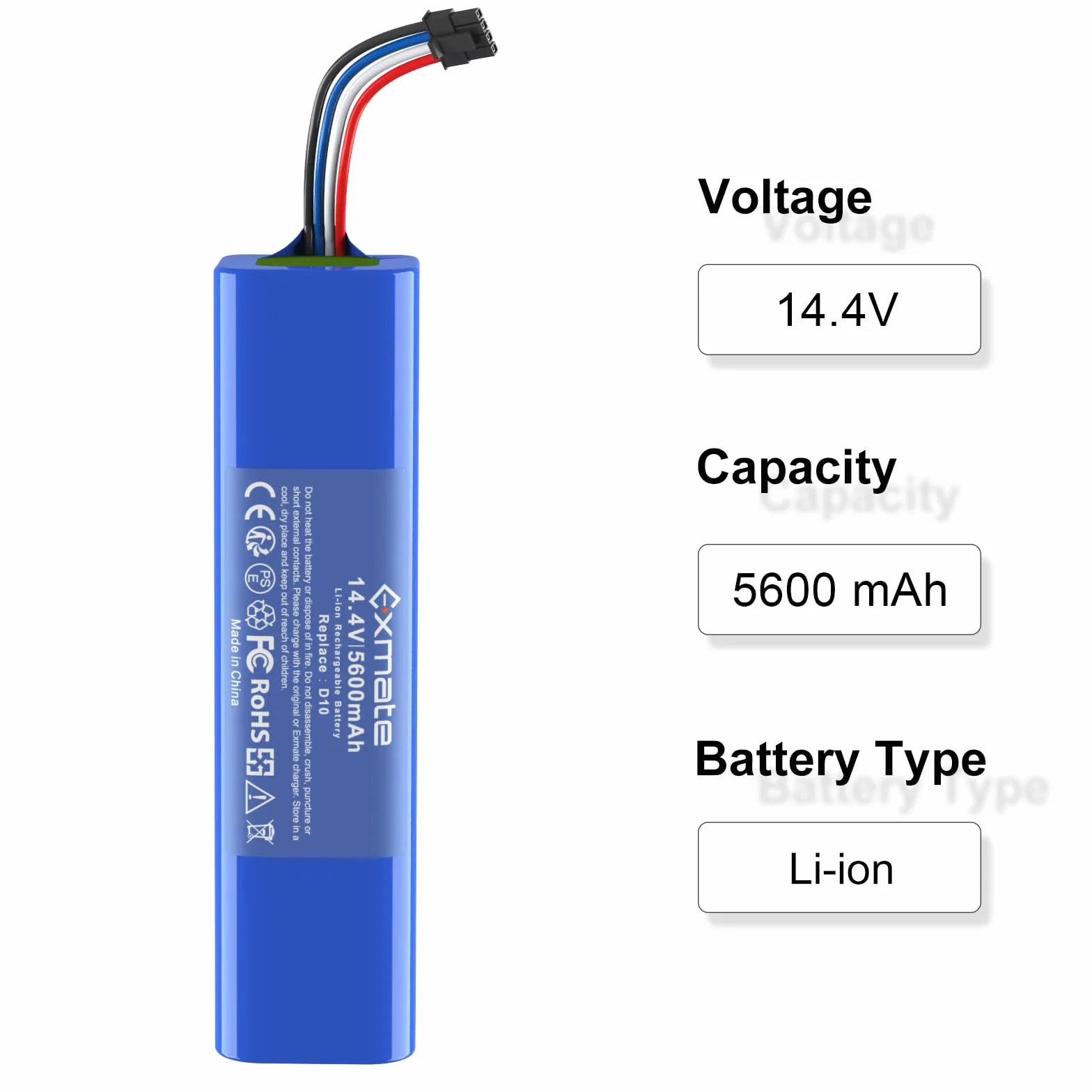 Exmate Akumulator litowo-jonowy 14,4 V 5600 mAh do Dreame D10, D10 Plus, D10s, D9, D9 Max, D9 Pro, F9, L10, L10 Pro, L10 Robot Aspirateur
