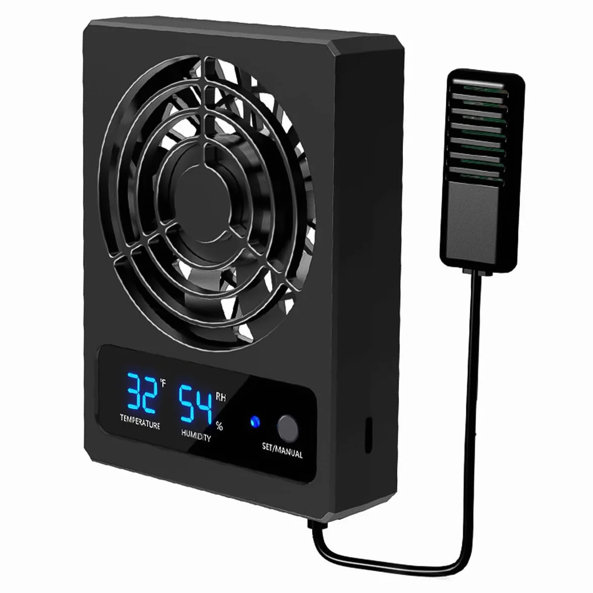 Namvo Radiator do chłodzenia terrarium dla gadów z miernikiem temperatury i wilgotności, automatyczne sterowanie wentylatorem