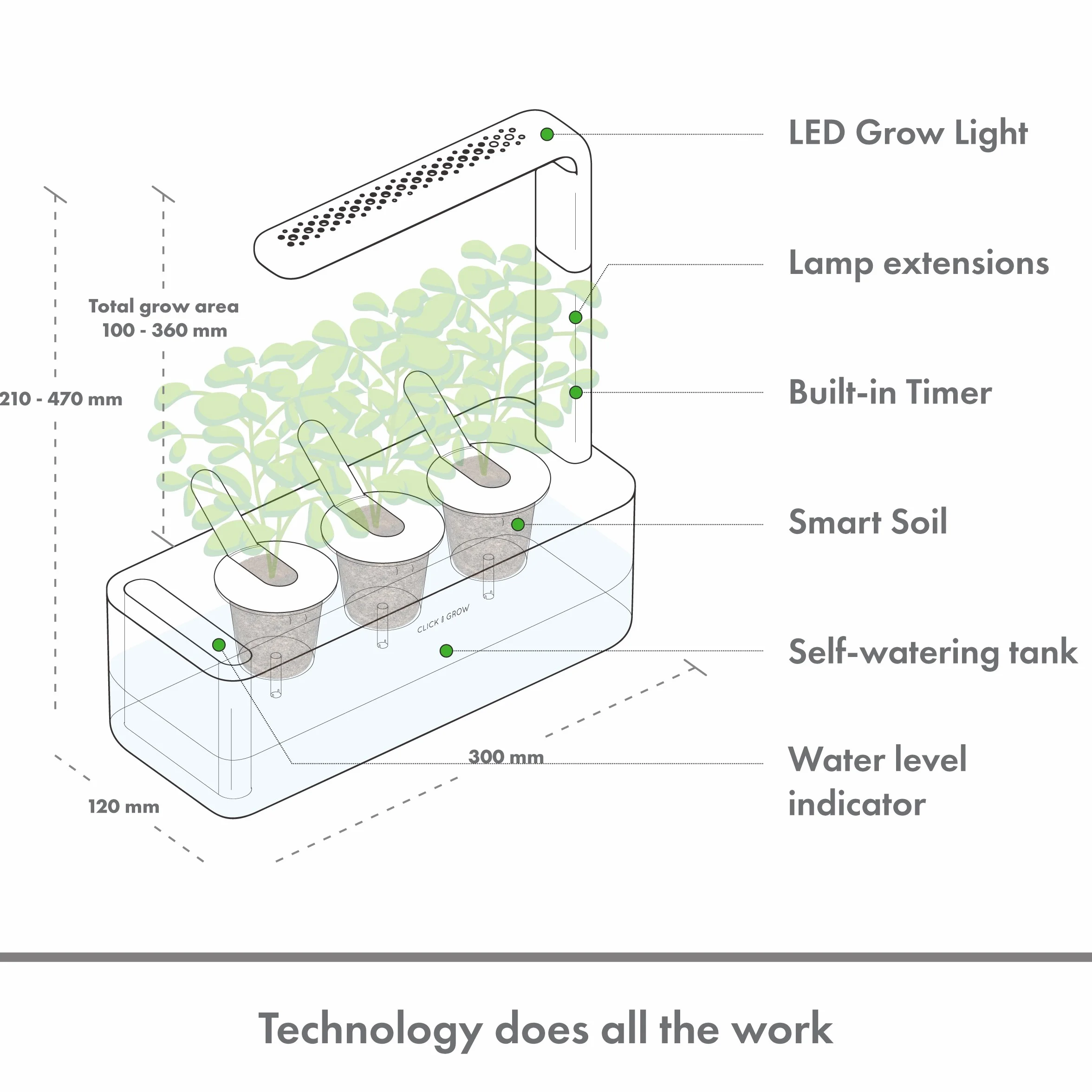 Click & Grow Smart Garden 3 Donica dla Roślin, Ciemnoszary, 30 x 28 x 10 cm