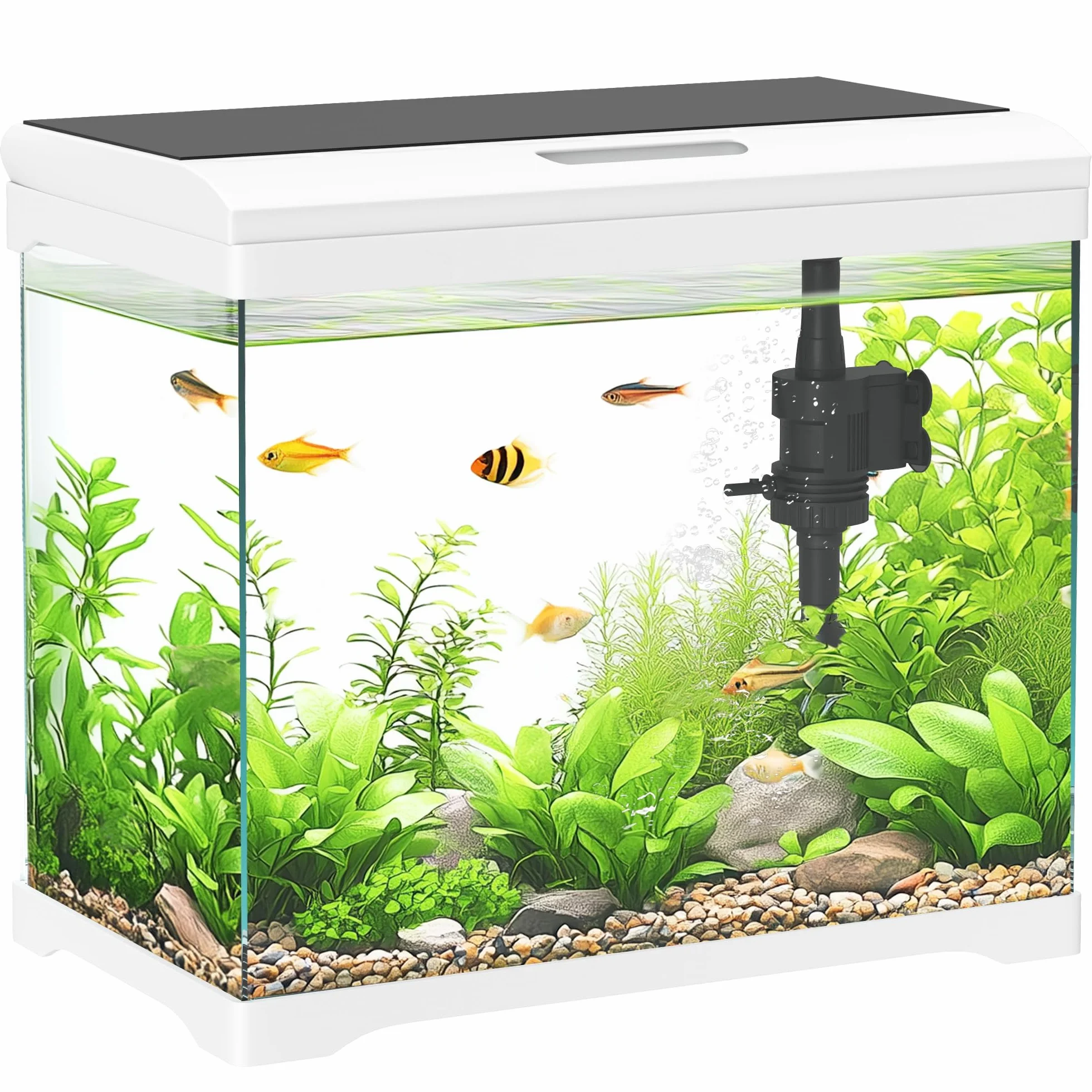 PawHut Akwarium 17 l z oświetleniem LED, system filtracji, pompa wodna biała