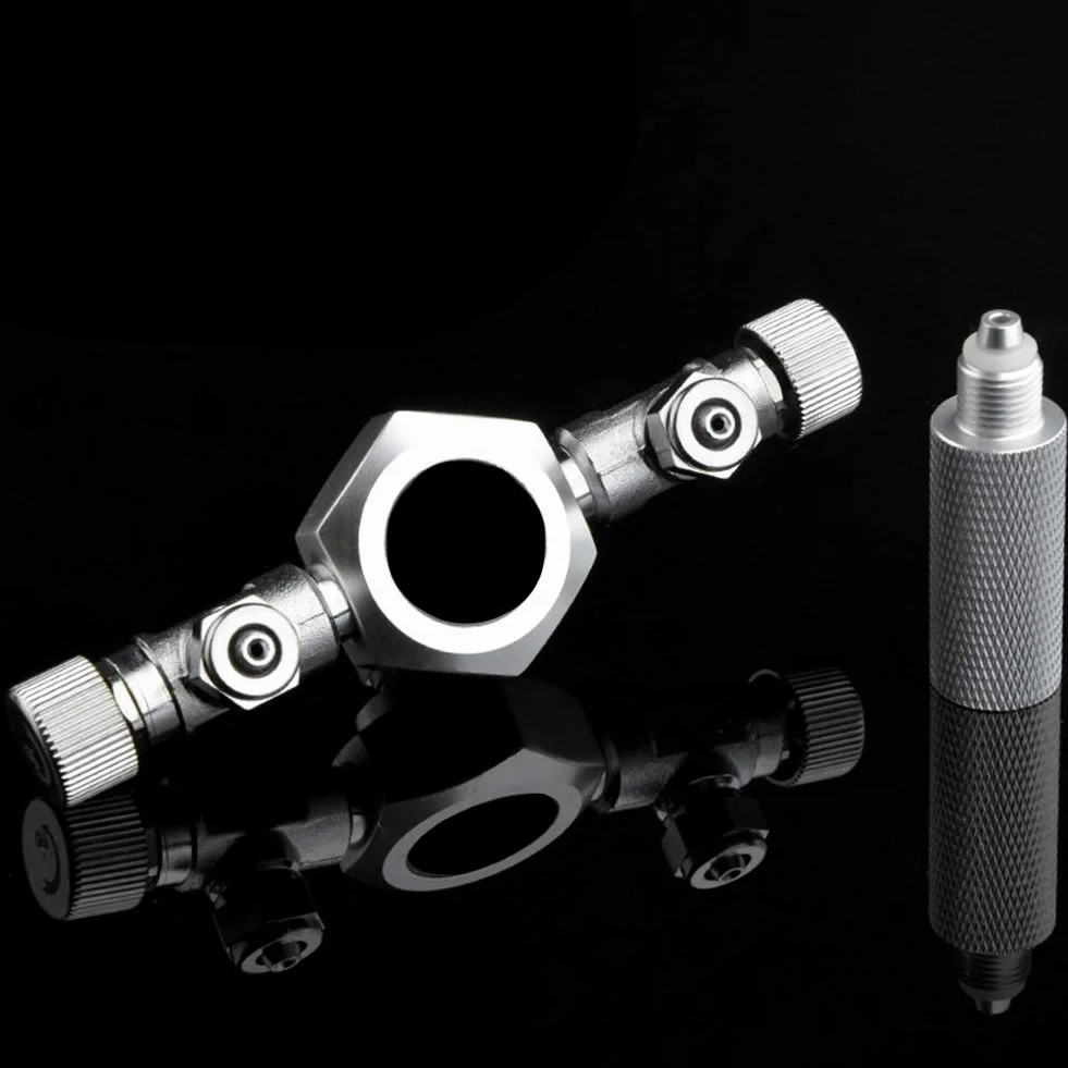 Zerodis Rozdzielacz CO2 Do Akwarium 2-Drogowy Precyzyjny Zawór Iglicowy Magnetyczny Regulator Stop Aluminium Stal Nierdzewna
