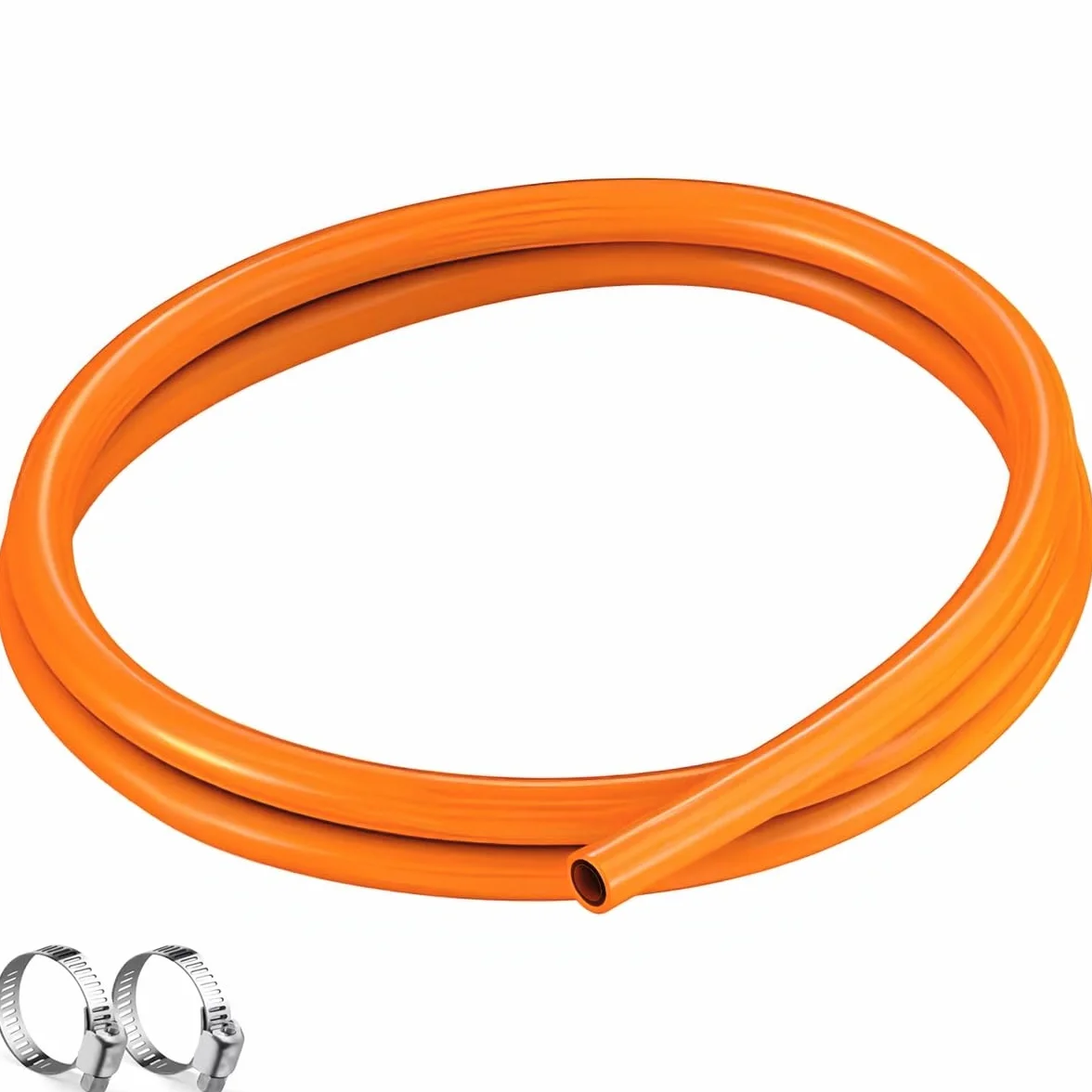 Jiusion British Standard zestaw rur gazowych 2 m, średnica wewnętrzna 8 mm, wąż LPG z PCW + 2 klipsy instalacyjne, trwały i smaczny