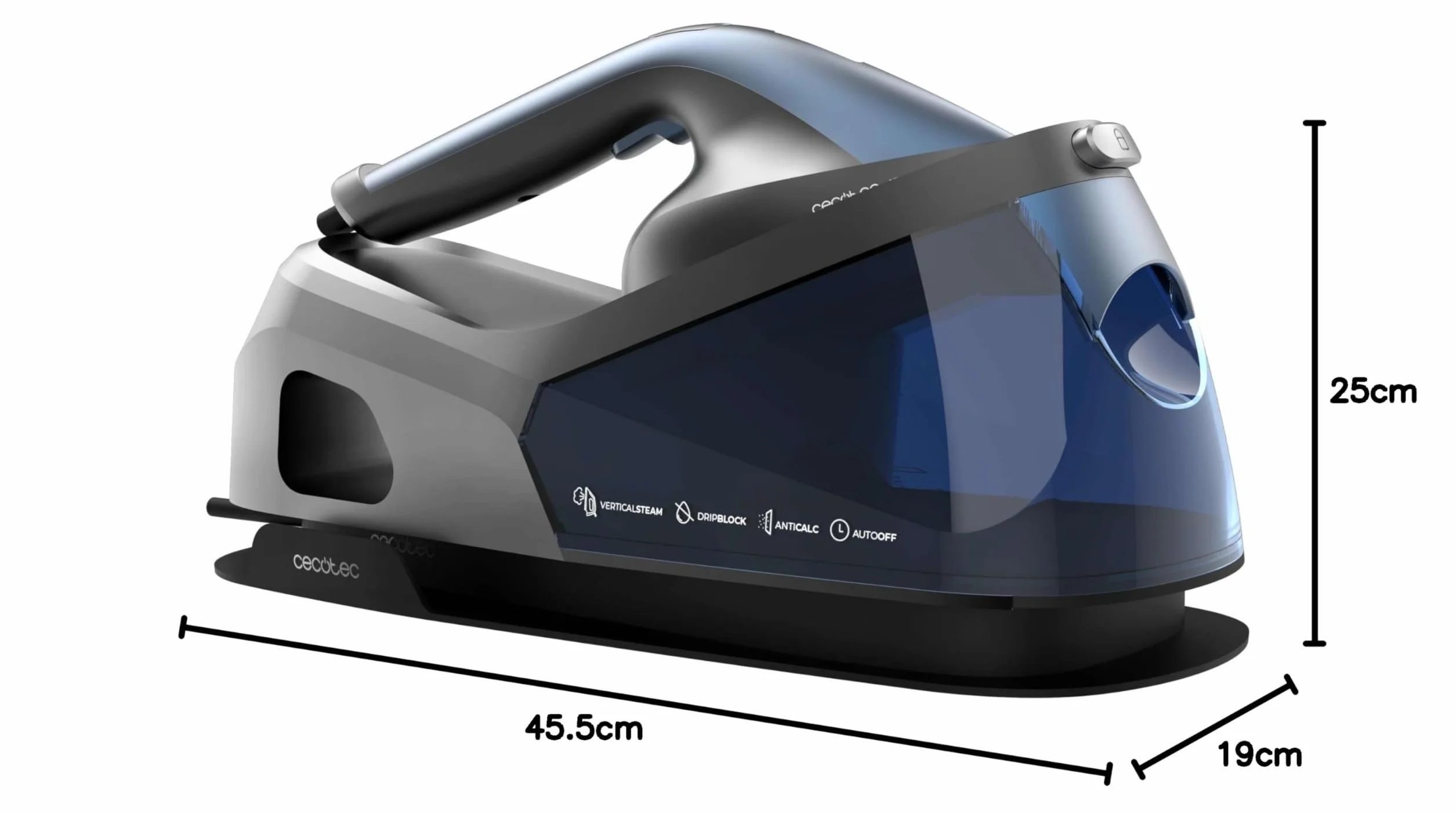 Cecotec IronHero V-2400 Station Pionowe centrum prasowania, 2400 W, Płyta ceramiczna Turbo Slide, Zbiornik 1,2L, 3 tryby, Przepływ pary 180 g/min, uderzenie pary 370 g/min, wyświetlacz LED, Antical
