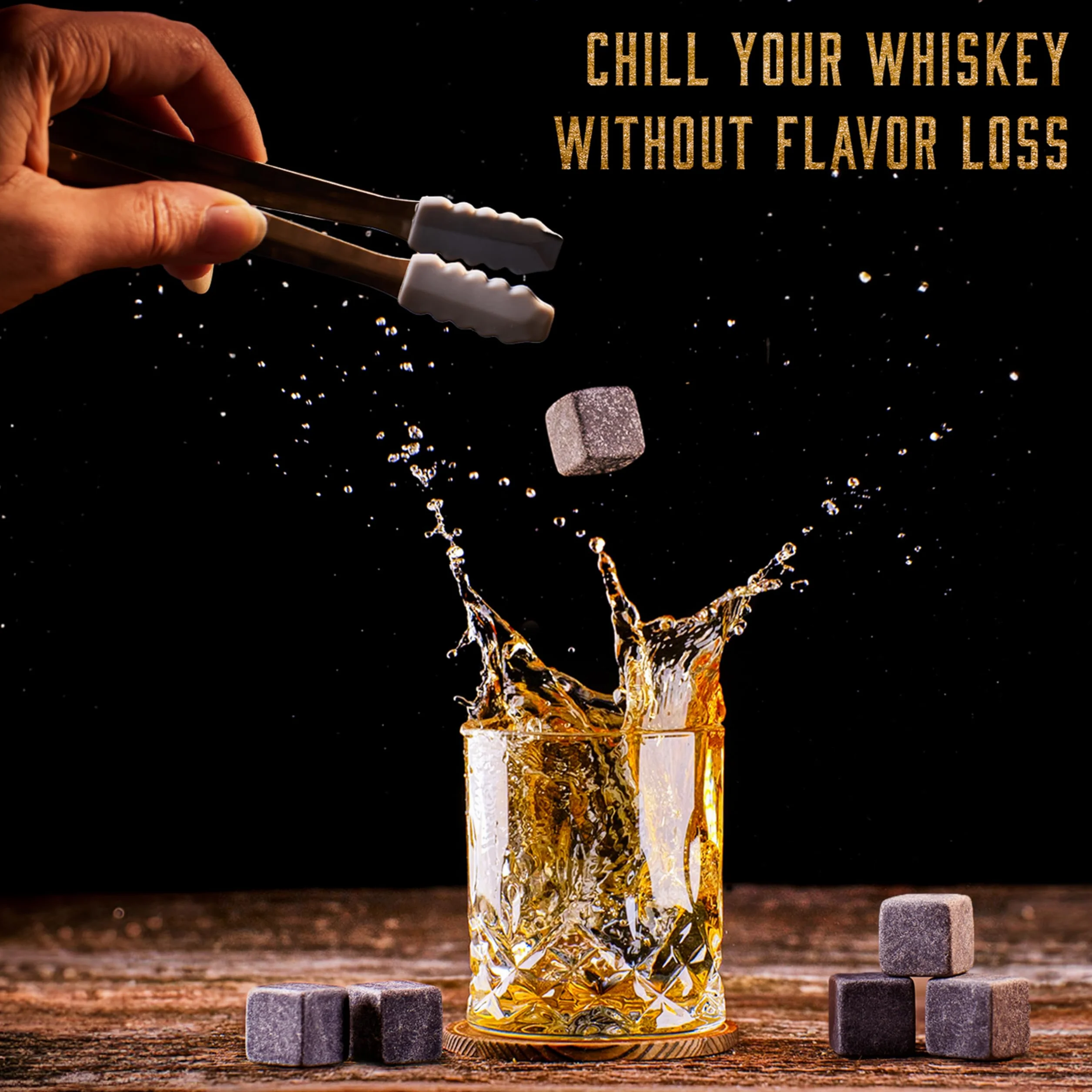 WHISISKEY Zestaw Szklanki do Whisky - Zestaw Prezentowy Whisky - Szklanek do Whiskey - Prezenty dla Mężczyzn - Pudełko Prezentowe, 4 Szklanki na Whisky 310ML, 8 Kamienie do Whisky, Akcesoria