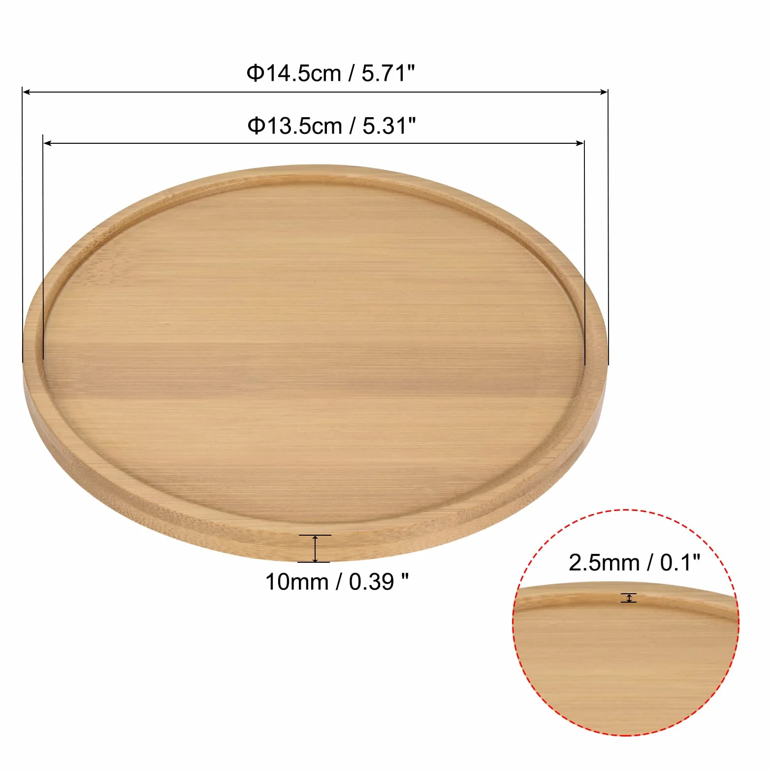 sourcing map 2 podstawki pod doniczki, średnica zewnętrzna 14,5 cm, bambus, okrągłe miseczki ociekowe do użytku w pomieszczeniach