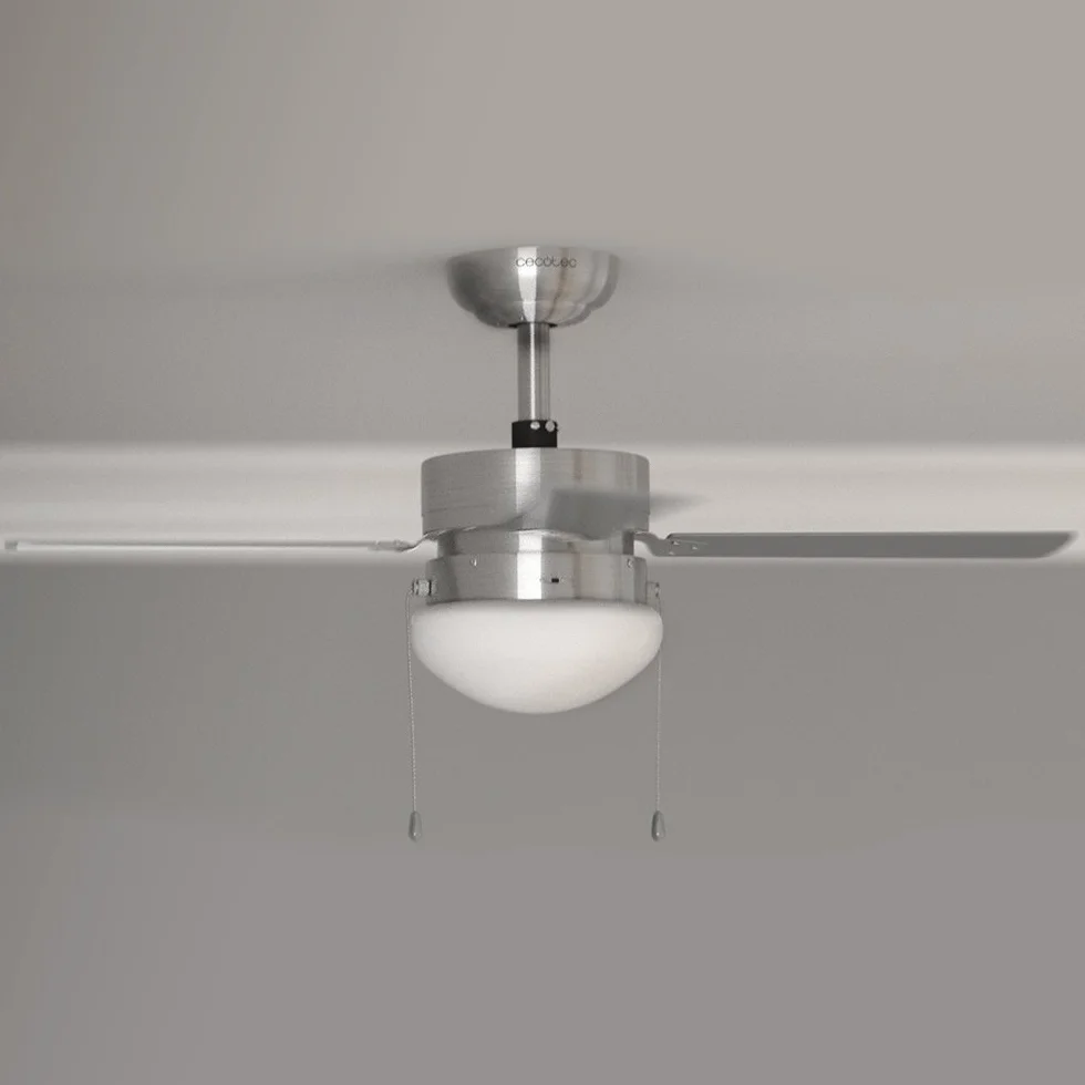 Cecotec Wentylator sufitowy EnergySilence Aero 450, 50 W, energooszczędny, średnica 106 cm, światło, 4 odwracalne łopatki, 3 prędkości, funkcja zimowa, wykończenie stalowe/białe