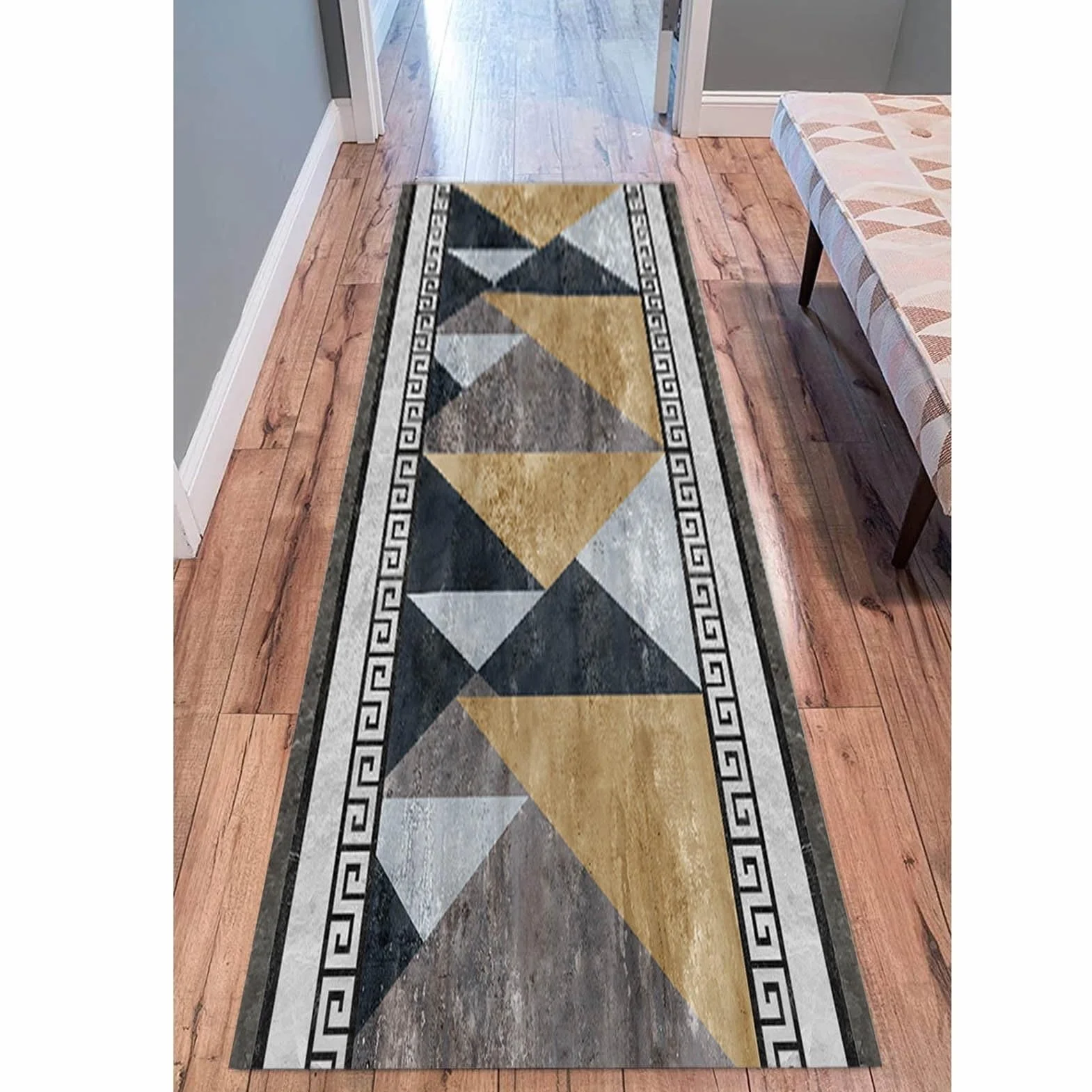 Nowoczesny Chodnik Dywanowy do Korytarza i Przedpokoju - Długi, Wąski Dywanik Szary - Mata Podłogowa do Kuchni, Schodów (Rozmiar: 80×300cm)