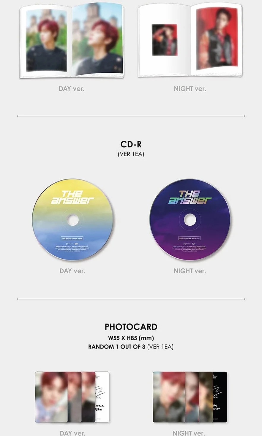 PARK JIHOON [THE ANSWER] 6. mini album [Day Ver. ] WANNA ONE PARK JI HOON K-POP SEALED